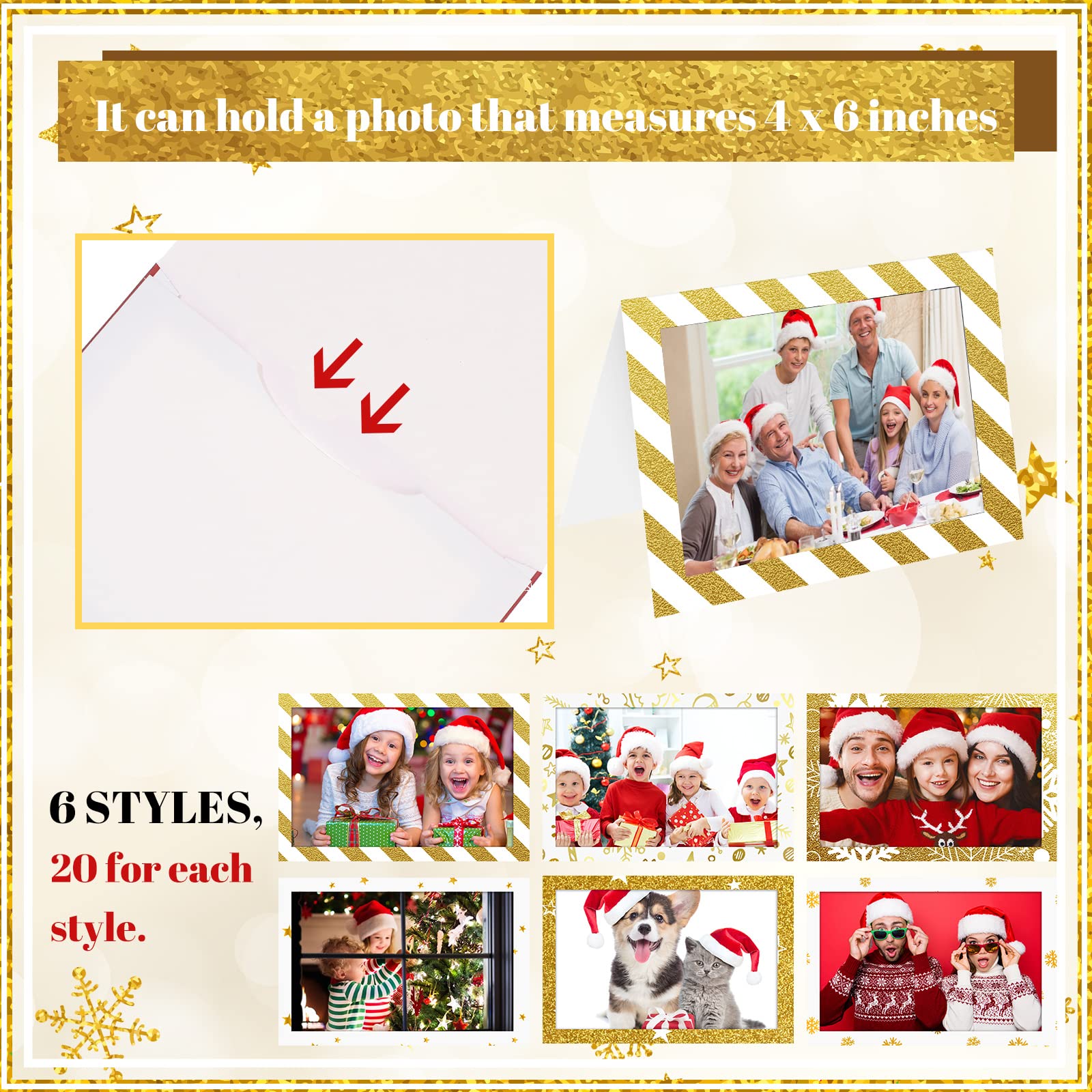 Amazon | 120枚セット クリスマスフォトフレーム グリーティングカード