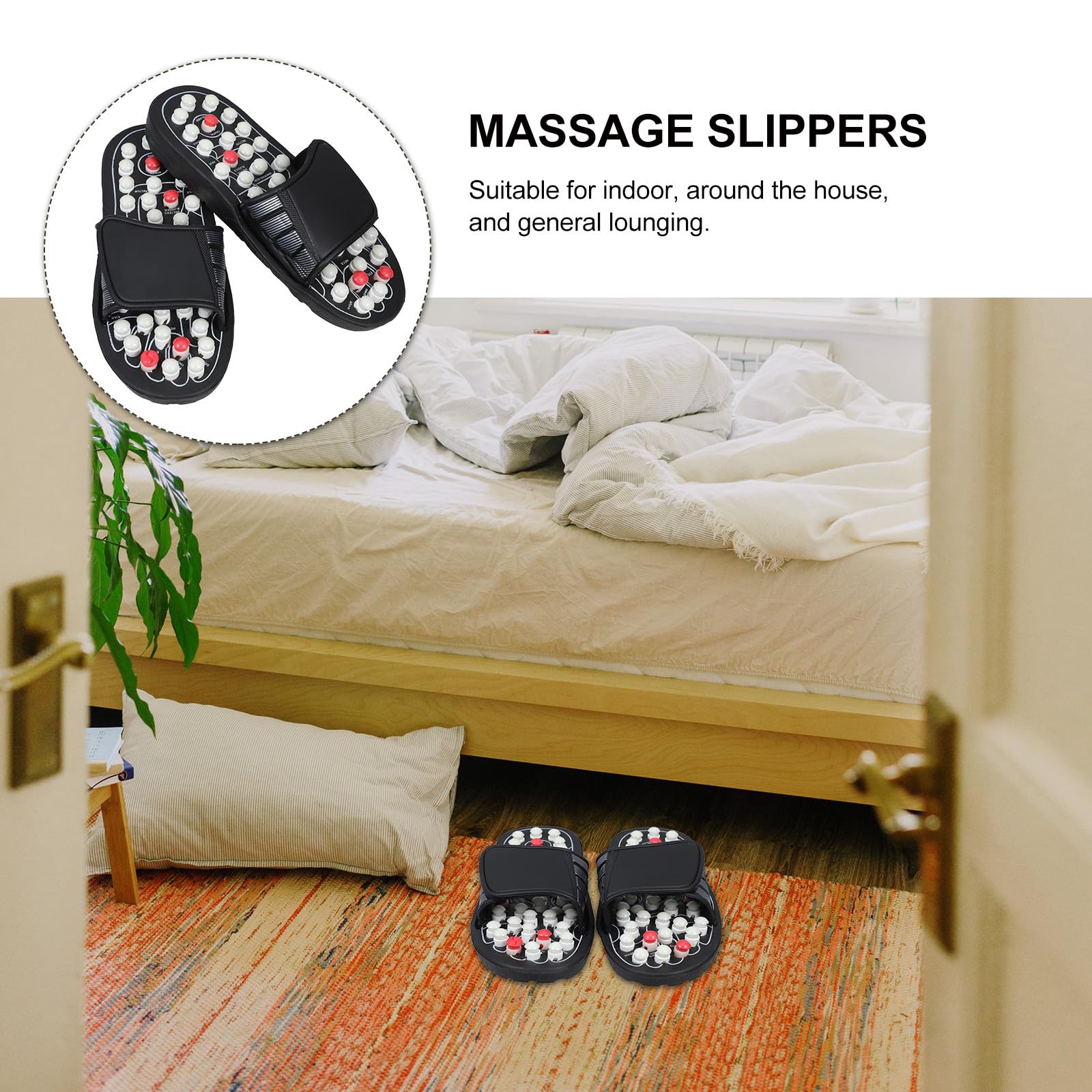 UPKOCH Akupunktur Massage Slipper aus Gummi mit Verstellbaren Riemen Rutschfeste Fußmassage Hausschuhe für Damen und Herren Fußentspannungsschuh für Zuhause und Wellness