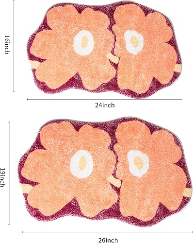 Miniatura 2 de Alfombra de baño con diseño de flores de microfibra antideslizante, alfombra de baño absorbente para baño, lavable a máquina