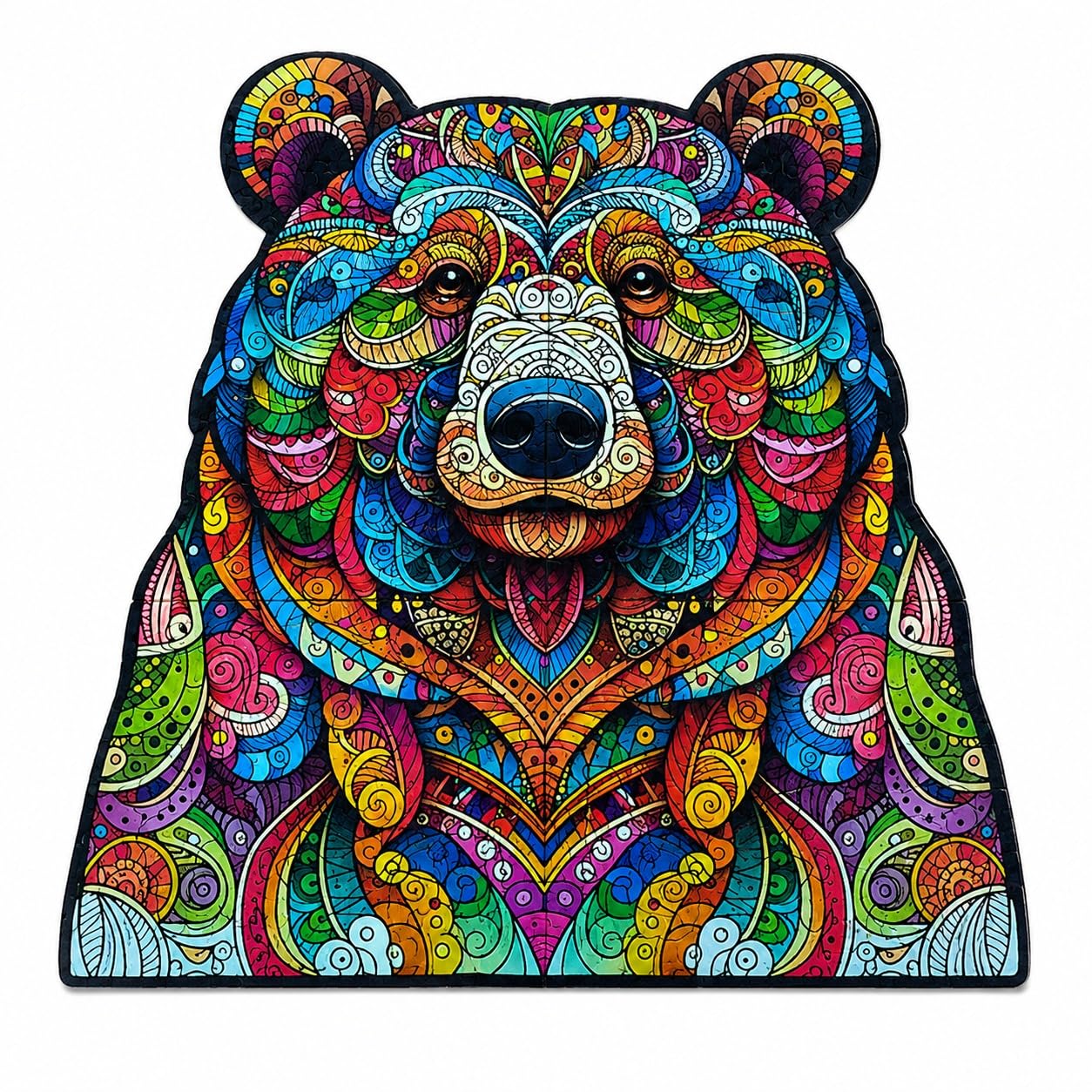 Wooden Puzzle Jigsaw for Kids & Adults | Unique Shape Wooden Brain Teaser Puzzle Game | Educational Learning Toy & Gift for Family (Bear)-image-38