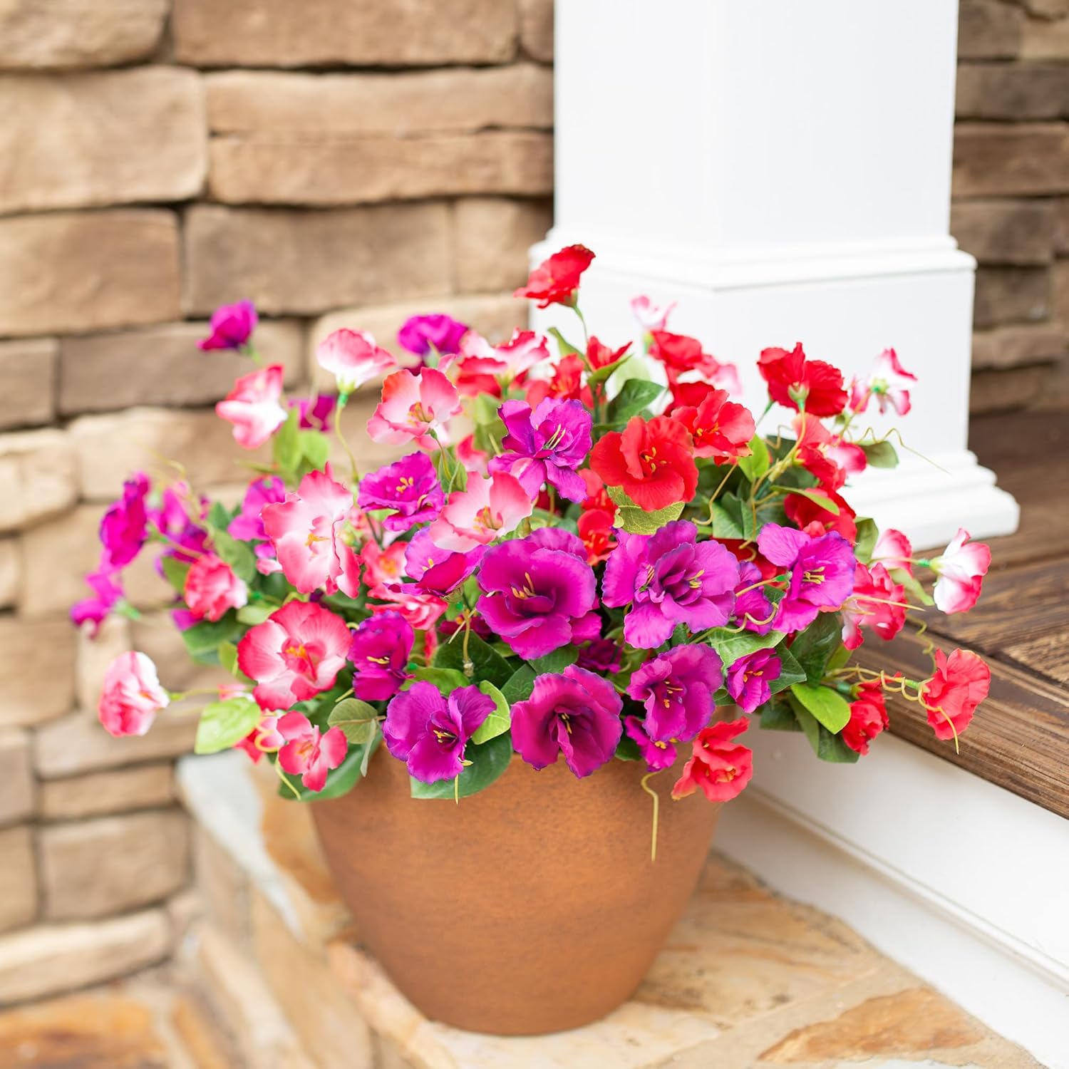 Hibiscus Artificial Flowers Plants for Outdoors Decoration, 6 Bundles Silk Hibiscus Bouquet Tropical Flowers Artificial Realistic UV Resistant Fake Flowers for Outside Planter Porch Patio Balcony, Mix - Image 8