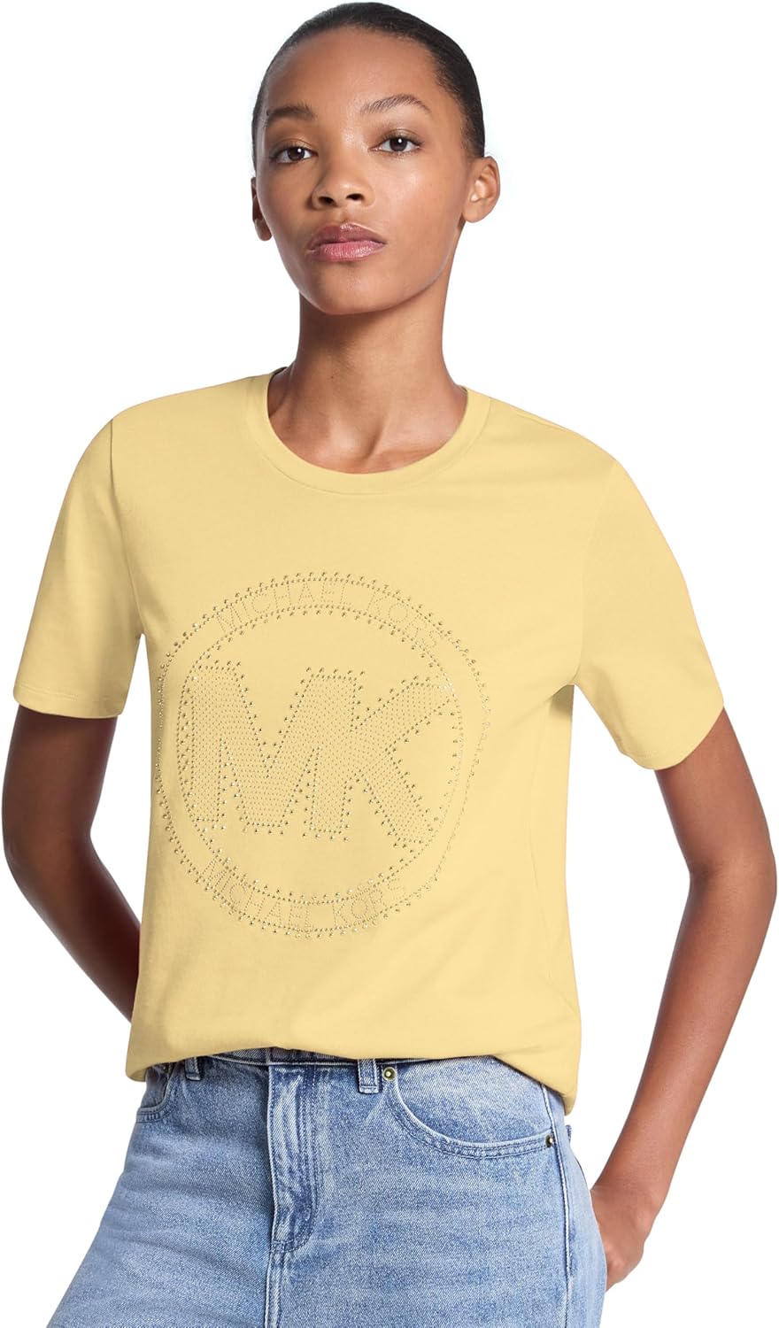 Michael Kors Women's Rhinestud MK Logo T-Shirt