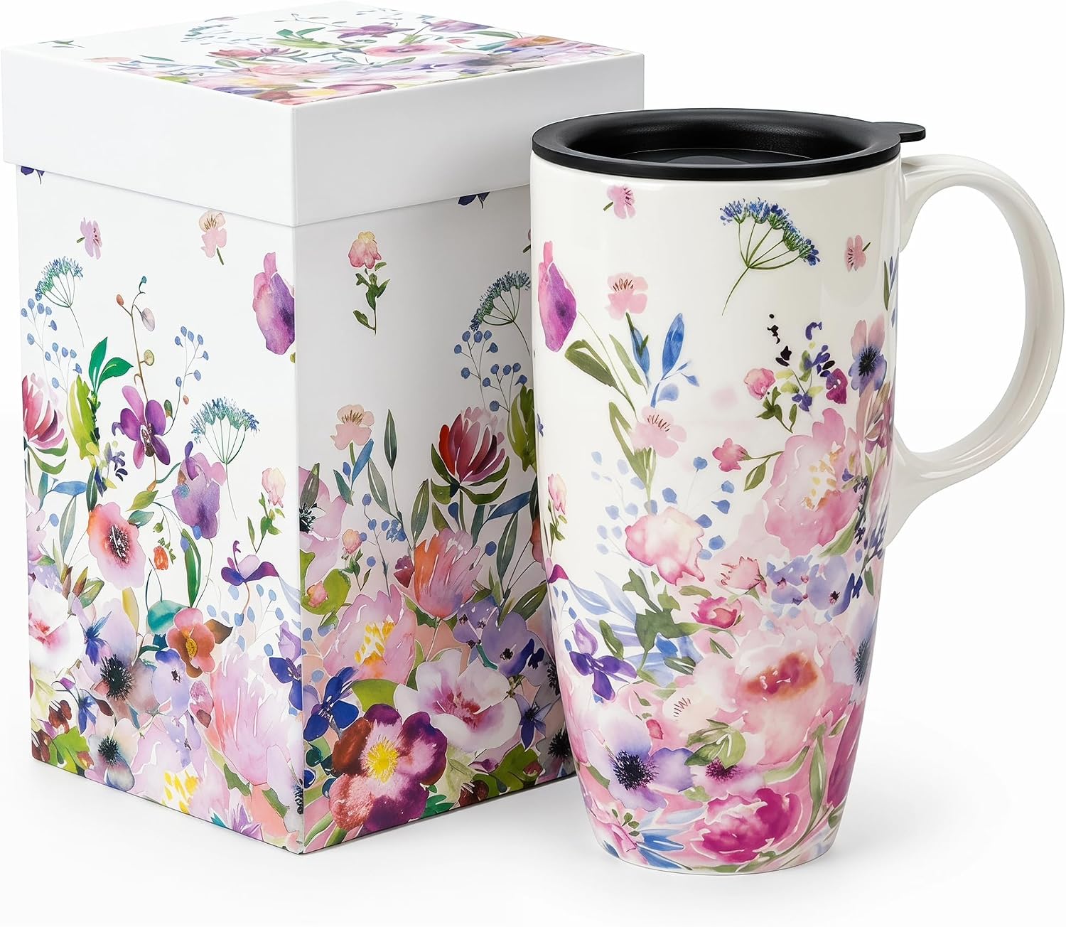17oz Ceramic Travel Mug with Lid, Gift Box Included
