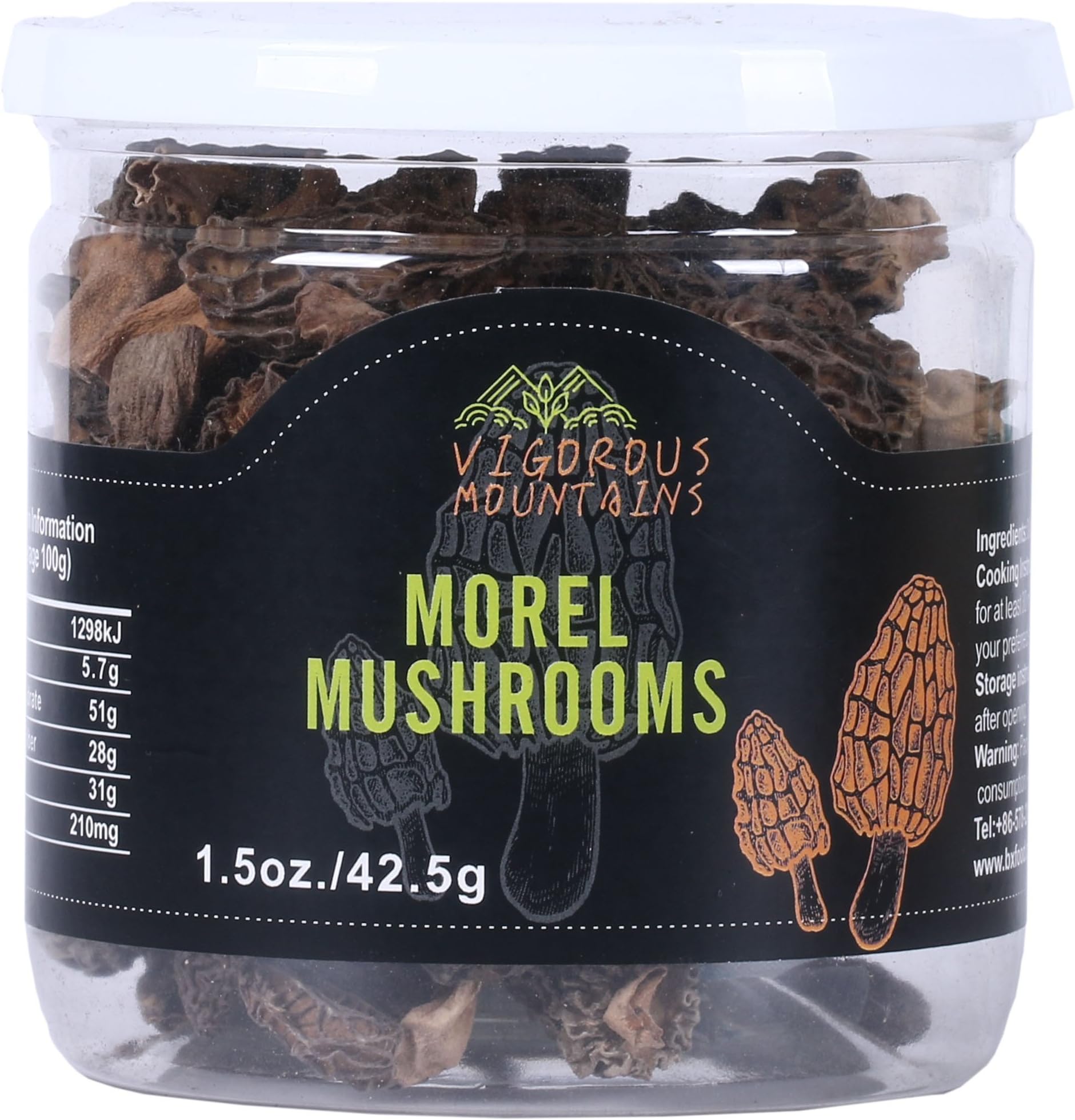 Vigorous Mountains Dried Morel Mushrooms 1.5 Ounce Wild Morchella Esculenta 2-3cm Whole