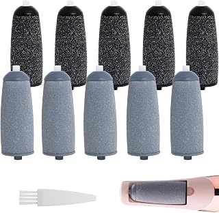 10 Pack Replacement Roller Refills Compatible with Finishing Touch Flawless Pedi Electric Tool File Include a Cleaning Brush (5 Coarse & 5 Fine Rollers)