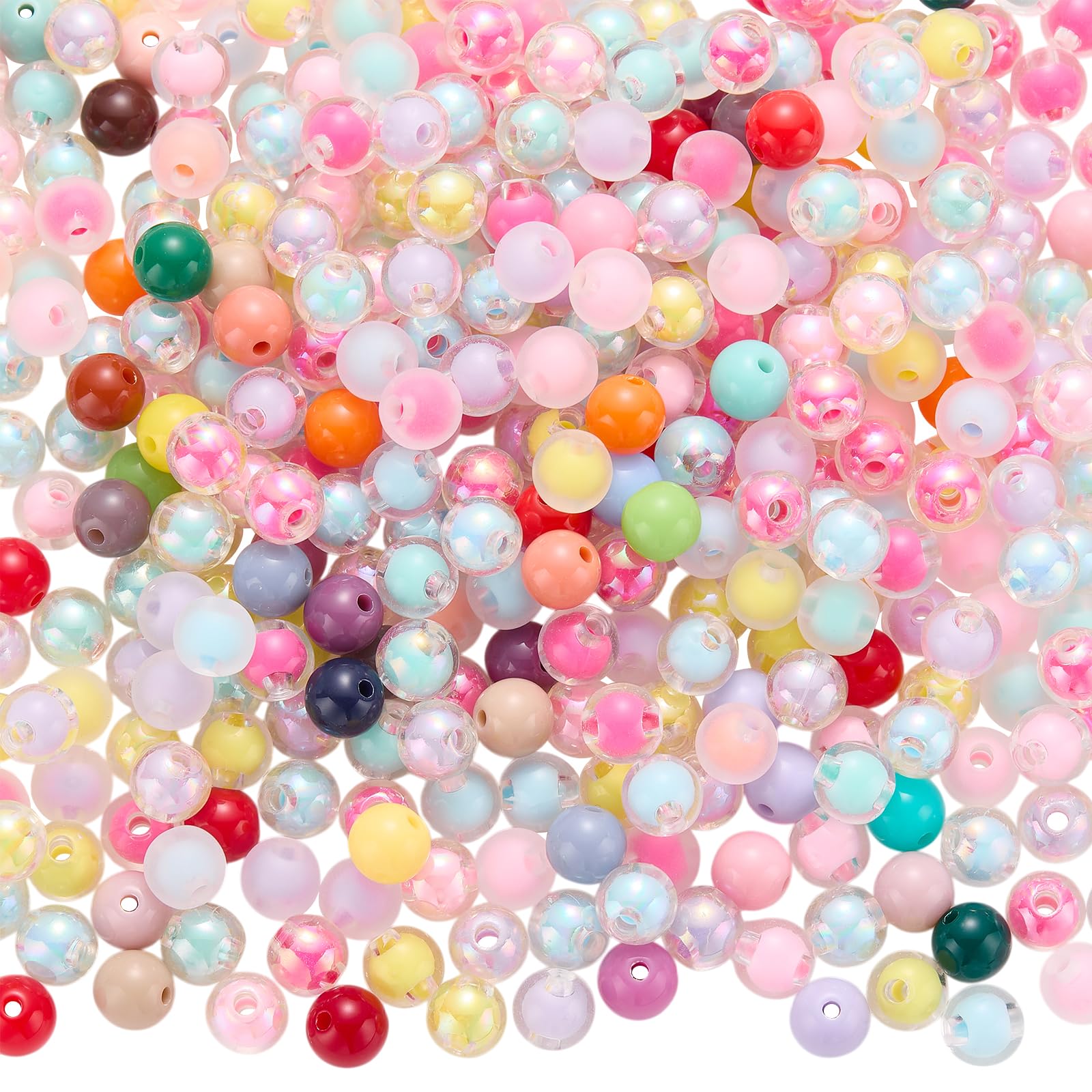 BEEFLYING 500 Pz Perline Acriliche da 75 mm Per La Creazione di Gioielli Perline Rotonde Trasparenti Colorate A Forma di Caramella Per Braccialetti Fai da Te Collane Portachiavi Ciondoli Per Cellulare