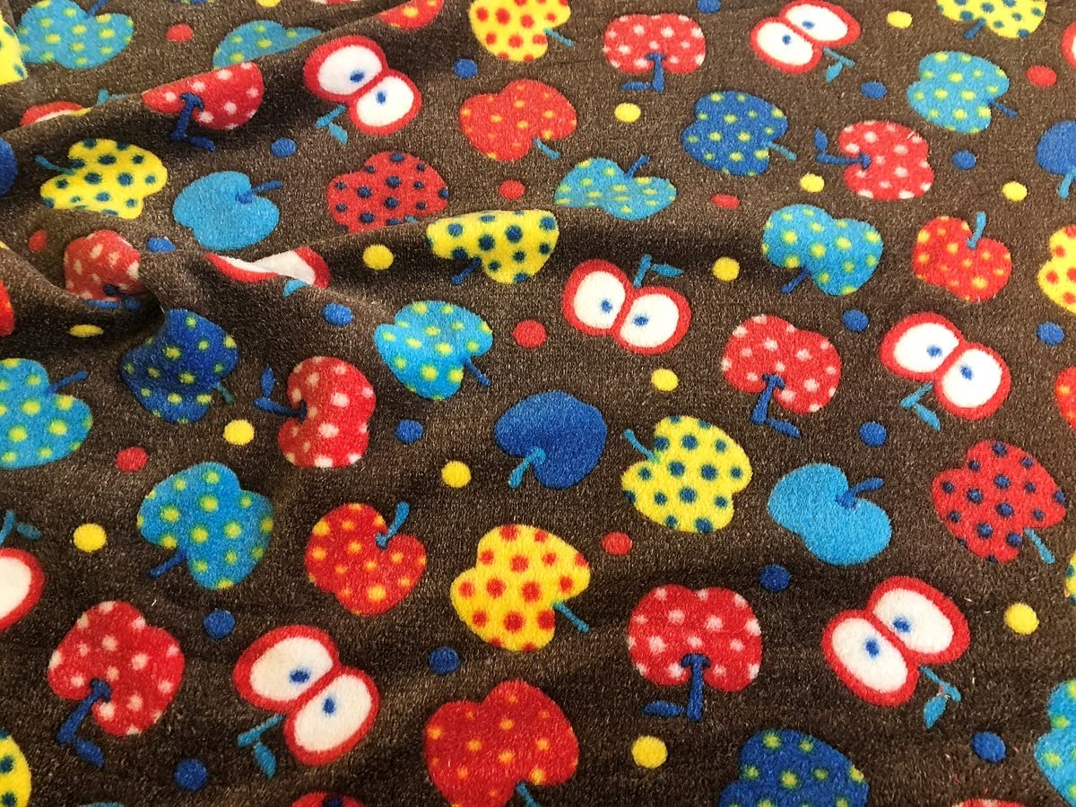 Double Sided Super Soft Cuddle Fleece Fabric Material - Apples, 1Mtr 150cmx100cm, 1Mtr - 150cmx100cm