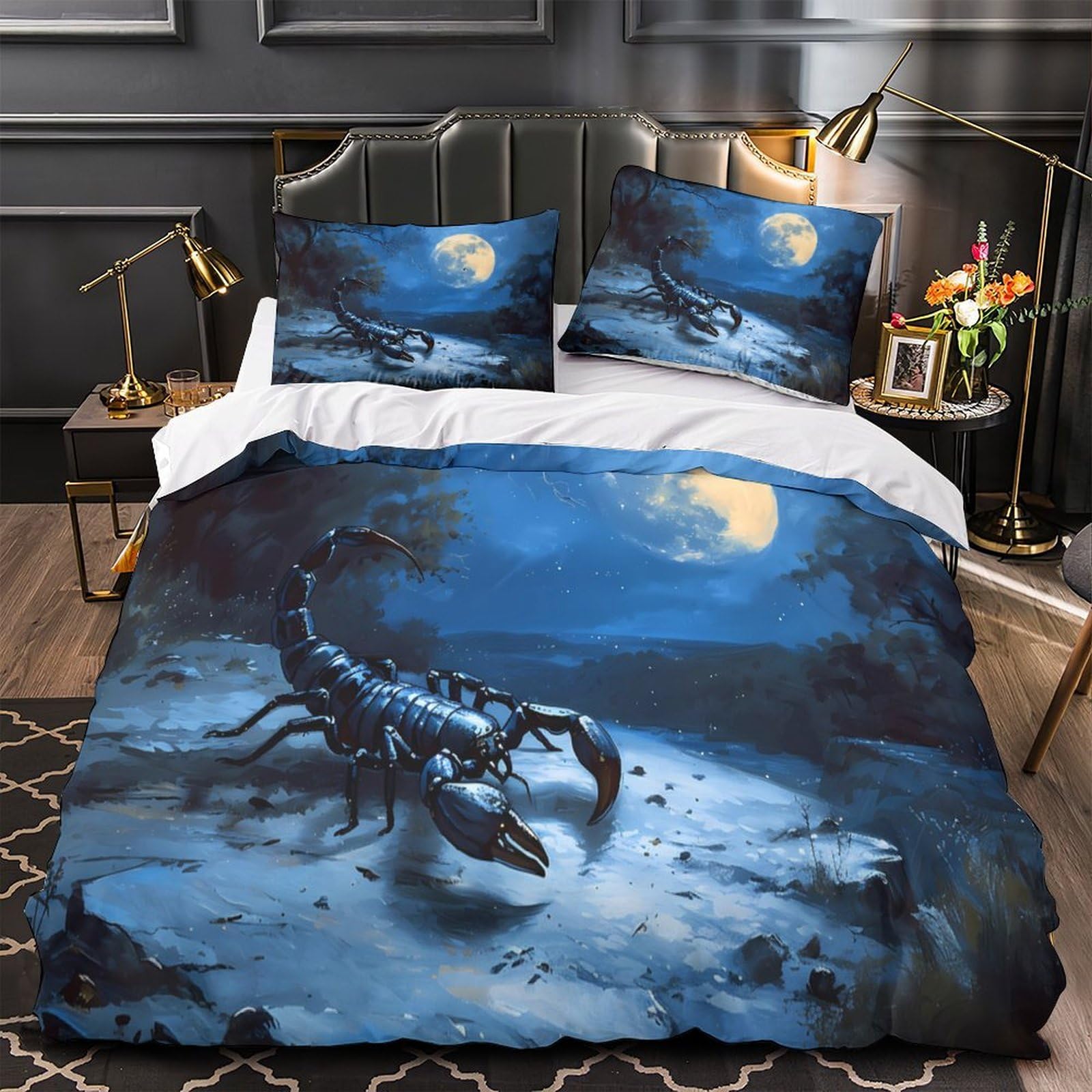 Housse de couette scorpion hypoallergénique microfibre douce avec fermeture éclair 135x200