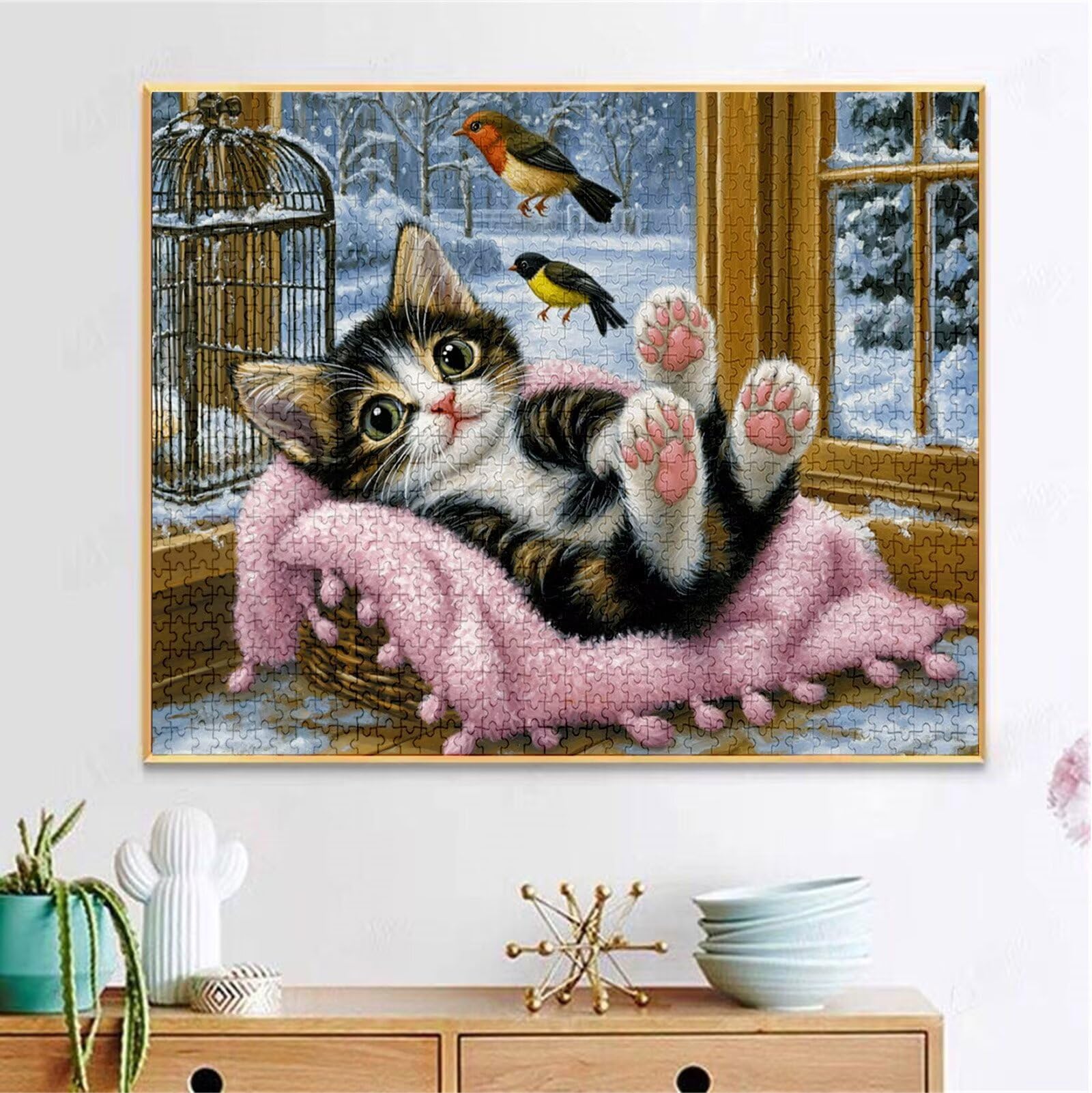 Puzzle Gatto Puzzle 4000 Pezzi Jigsaw Adulti DIY Classici Gioco, Puzzles a Forma di Uccello, Giochi Rilassamento e Intelligence per Ragazzi 14 Anni 141x87cm/4000 pcs con Scatola Regalo in Legno H-6118