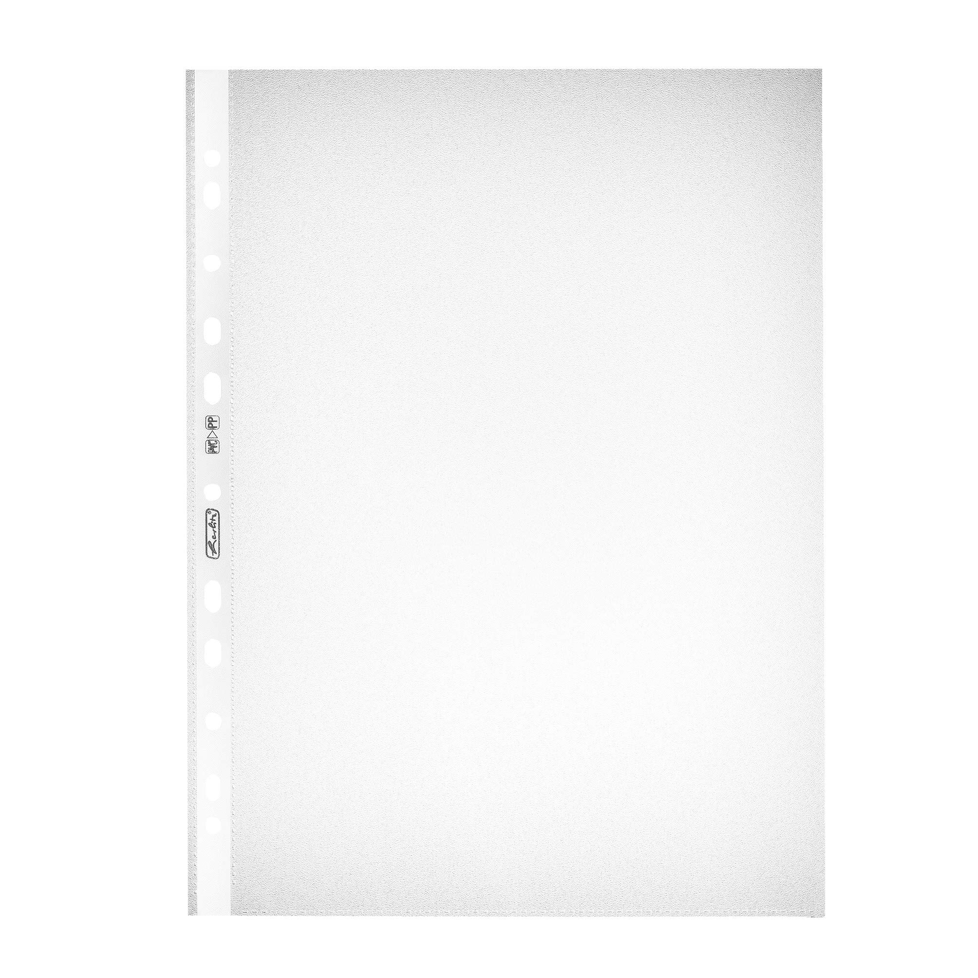 Herlitz 5814108 Prospekthülle A4 genarbt 100er Packung mit Lochrandverstärkung (10, DIN A4 | genarbt)