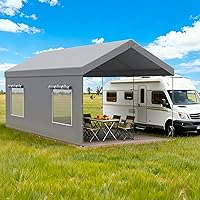 Vista 7 de Carport Canopy Replacement Sidewall 20x6.6 FT Fits 10x20, 12x20, 20x20 FT Carport with Roll-up Windows, Waterproof & UV Protected, Easy Assembly