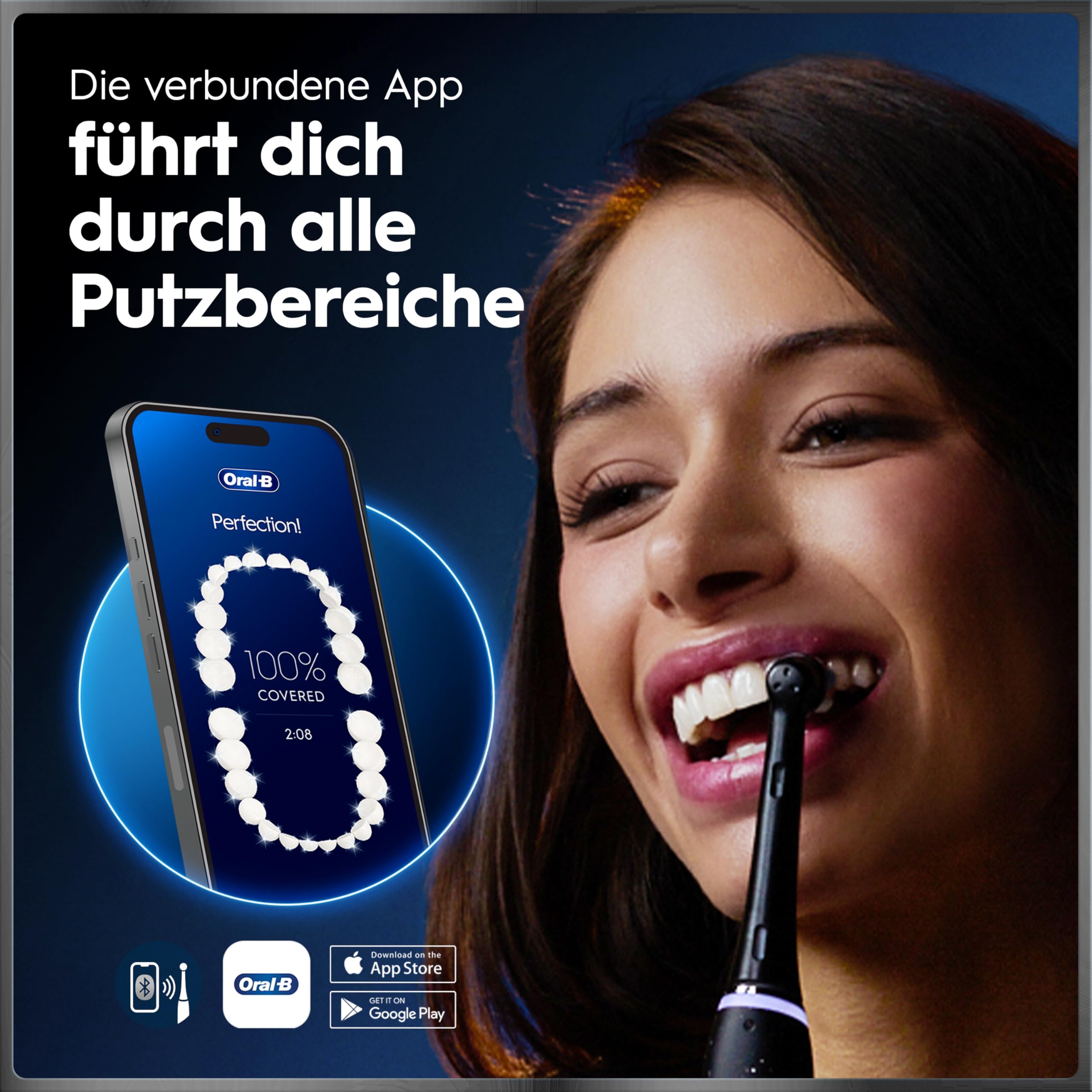 Oral-B iO Series 10 Elektrische Zahnbürste, Schwarz | Inkl. 3 Aufsteckbürsten, Lade-Reise-Etui, iOSense, Electric Toothbrush mit 7 Putzmodi für Zahnpflege