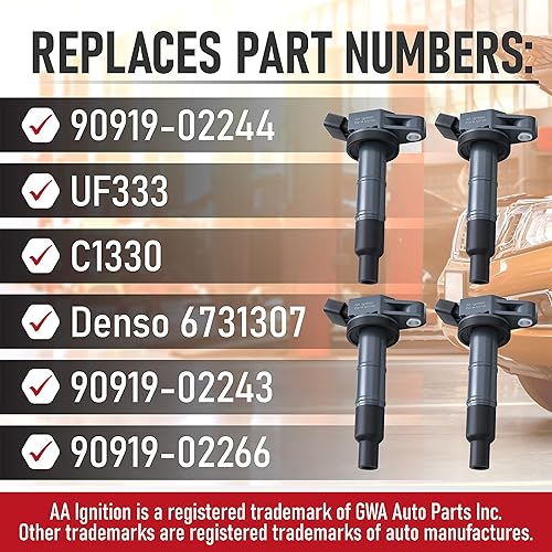 Miniatura 3 de Juego de 4 bobinas de encendido  Compatible con Toyota Camry Corolla Solara RAV4 Scion tC xB Lexus HS250h y más 20L 24L modelos- Sustituye a