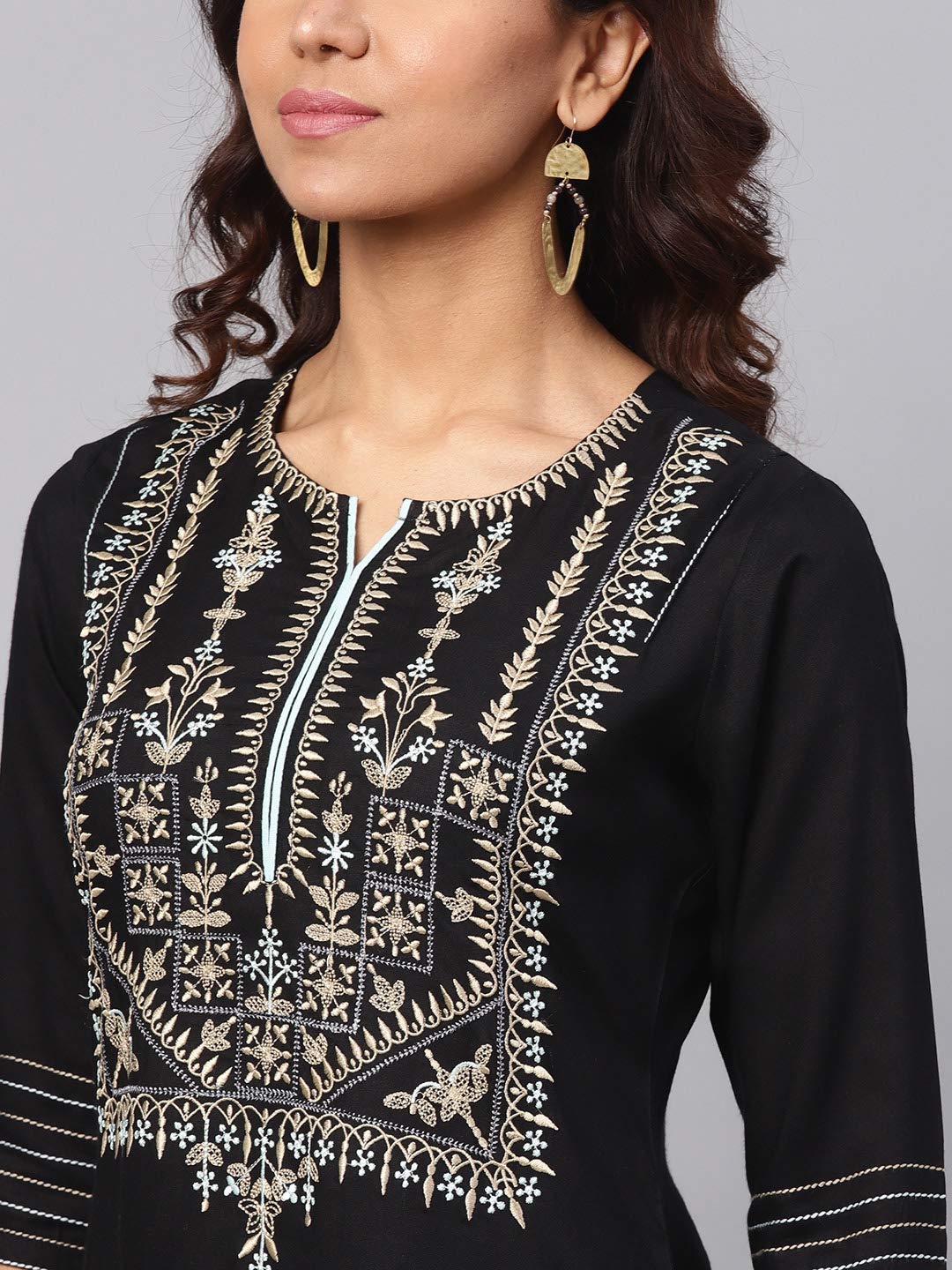 Idalia Embroidered Black Kurta With Palazzo Pants