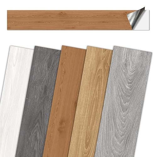 Azulejos de suelo autoadhesivos, 12 unidades 18 pies cuadrados, suelo de tablones de vinilo de madera autoadhesivos, impermeable, resistente al