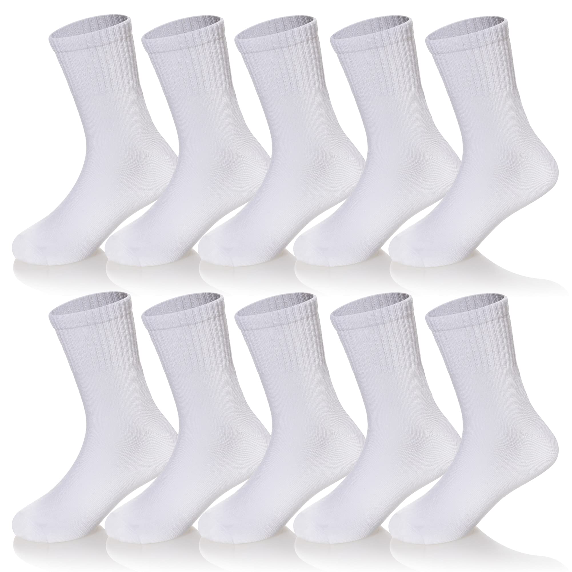 Kids Classics Crew Socks 10 Pairs Child Boy Girls Athletic Cotton Basic School Uniform Breathable Casual Sports Socks