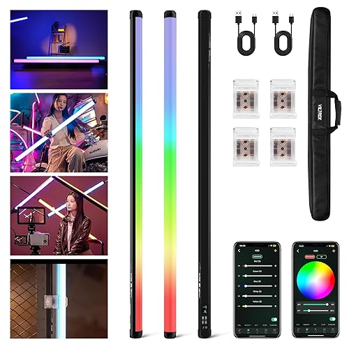 VILTROX K90 2 Pack RGB Tube Light, 30W 38inch Large RGBWY Photography LED Video Stick Light Wand with APP/2.4G/Remote Control, CRI 97+, 26 Scenes, 2500K-8500K, 14.8V/3300mAh Battery, Magnetic Chip - K90-38.3"