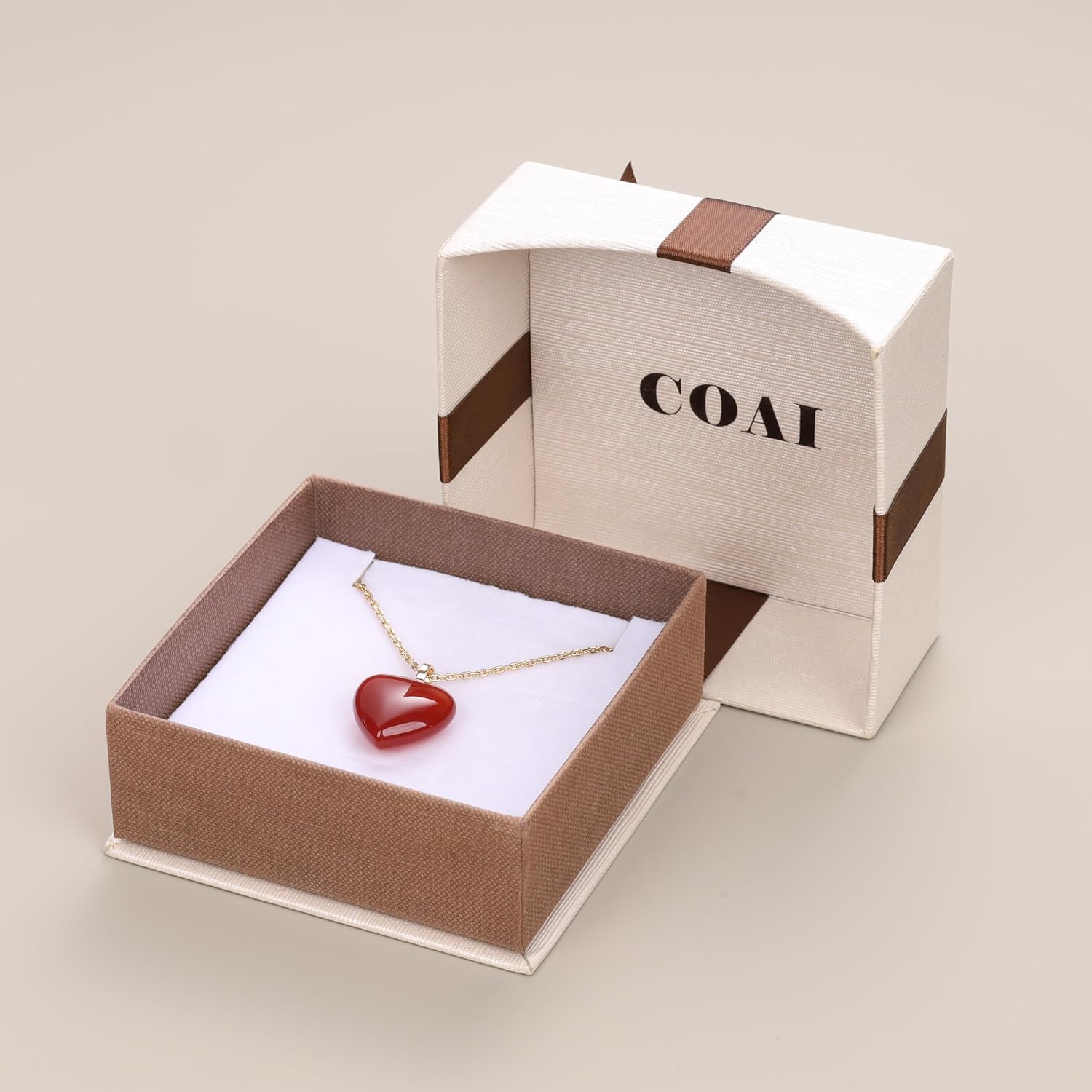 COAI Carnelian Necklace for Women, 18K Gold Plated Stainless Steel Chain Red Heart Necklace for Women - Image 7