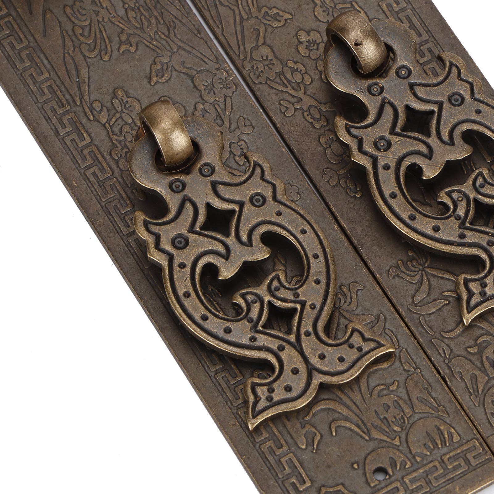 Eujgoov Chinese Door Handles Door Handle, Furniture Handle Gate Lock with Handle Chinese Door Handles Kit Antique Copper Gate Pull Handle Furniture Hardwares