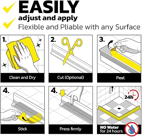 Miniatura 4 de Presa de agua de umbral de ducha de 2 pulgadas de alto y 67 pulgadas, barrera plegable para ducha, barrera de agua para ducha, protección contra
