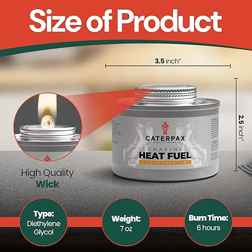 Miniatura 3 de Latas de combustible de 6 horas para calentadores de alimentos y bandejas de bufé de rozaduras, sin humo, larga combustión, fácil iluminación,