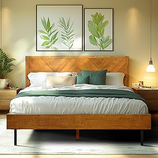 Acacia Alander Bed Frame with Headboard Bed Frame Queen Size Solid Wood ...