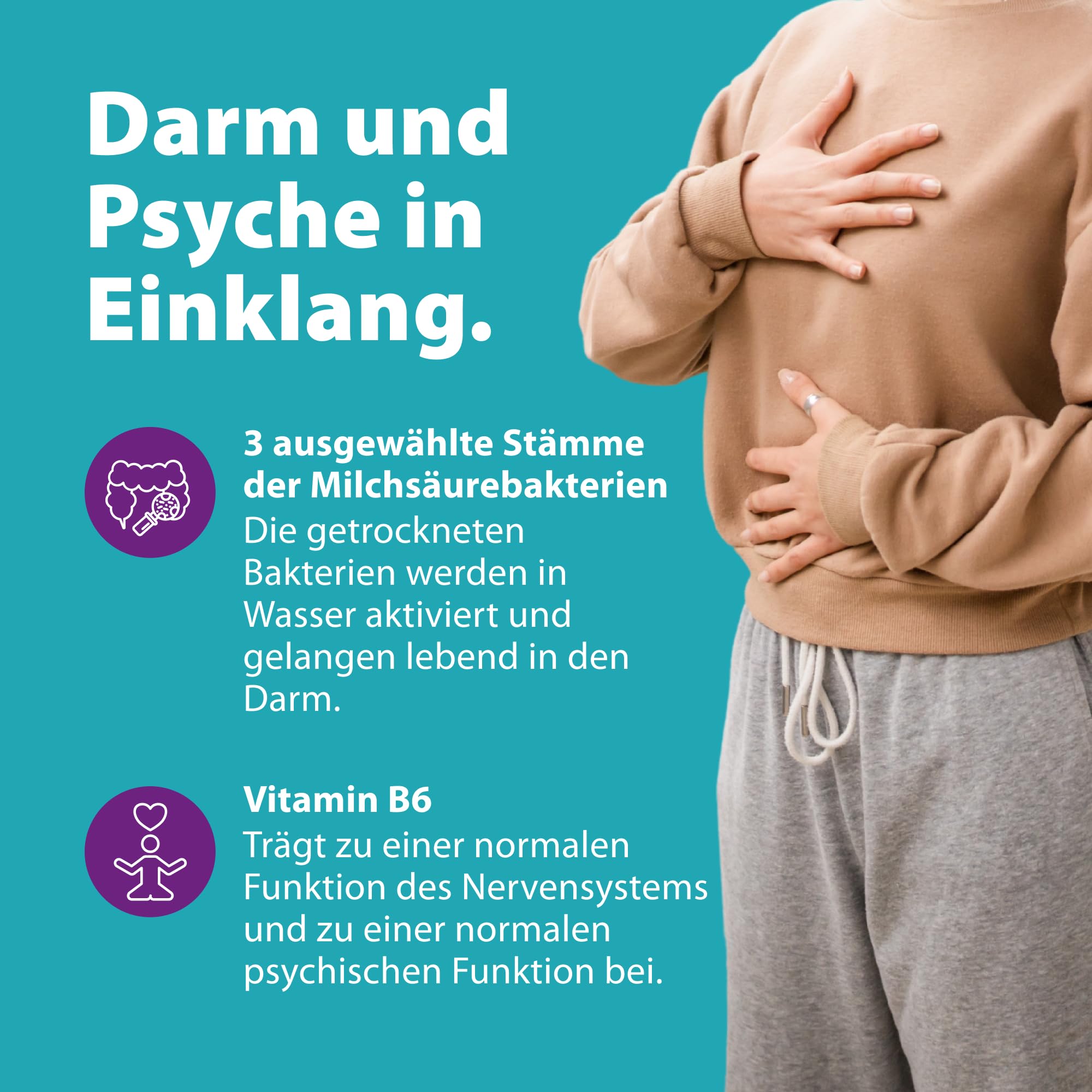 SymbioLact Mentale Balance für das Nervensystem, 30 Kapseln | Mit Milchsäurebakterien, Ashwagandha und Vitamin B6, glutenfrei, laktosefrei, vegan
