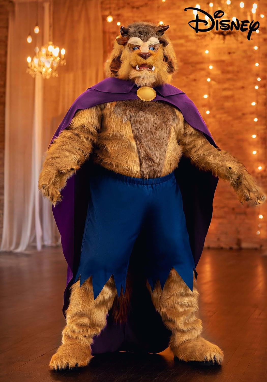 Men's Plus Size Authentic Caped Disney Beast Costume | Adult Beauty and the Beast Outfit with Movable Jaw Mask