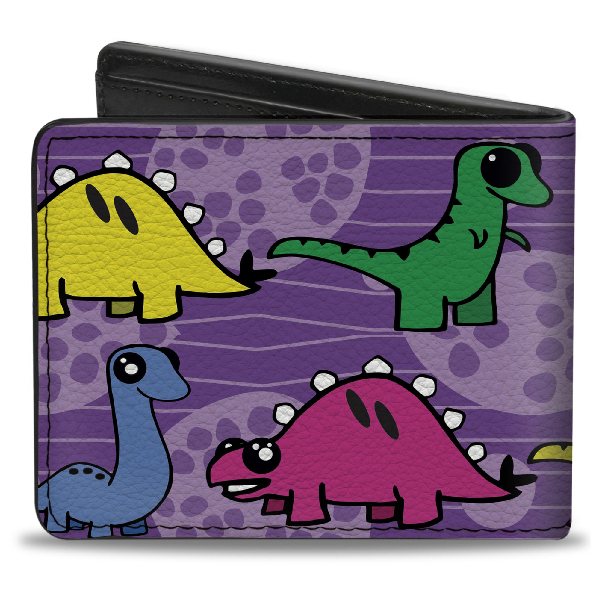 Buckle-Down Men's Wallet, Bifold, Dinosaur Cartoon, Vegan Leather, Multi, 4.0