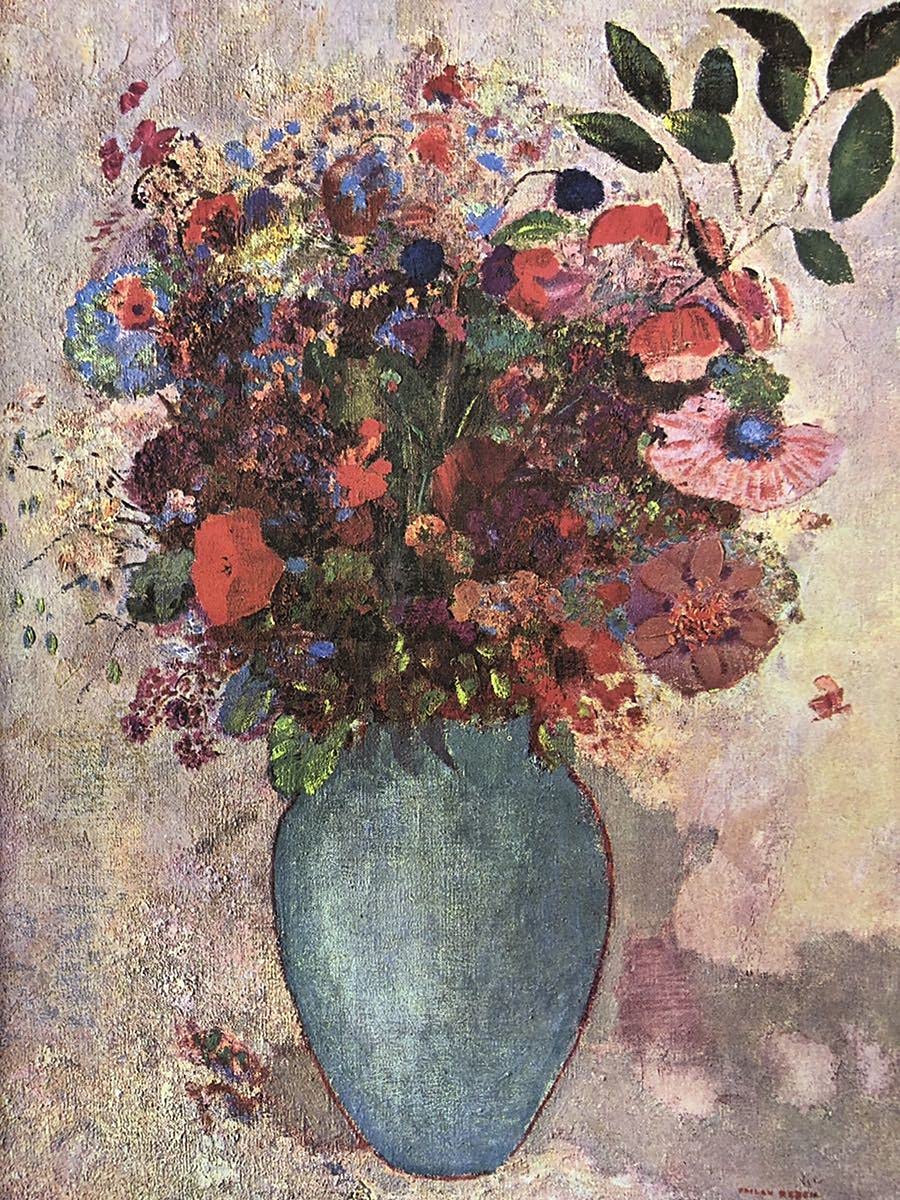 Amazon.co.jp: オディロン・ルドン トルコ石色の花瓶の花 A4 ポスター