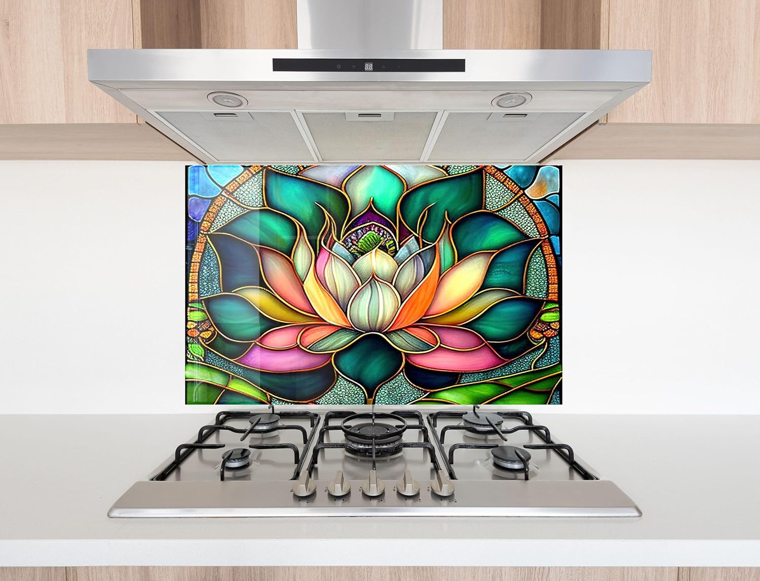 Myphotostation.com 30Wx56H'' Tempered Glass Stove Backsplash Kitchen Tile Decor Stove Back Cover Glass Splashback Tile for Stove Top Cover Toughened Glass Cooker Protector 97