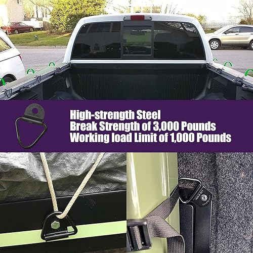 Miniatura 3 de QODOLSI 4 ganchos de anclaje de metal en forma de V para automóvil, perno de anillo en V para remolque de anclaje de cuerda de carga, anclaje de