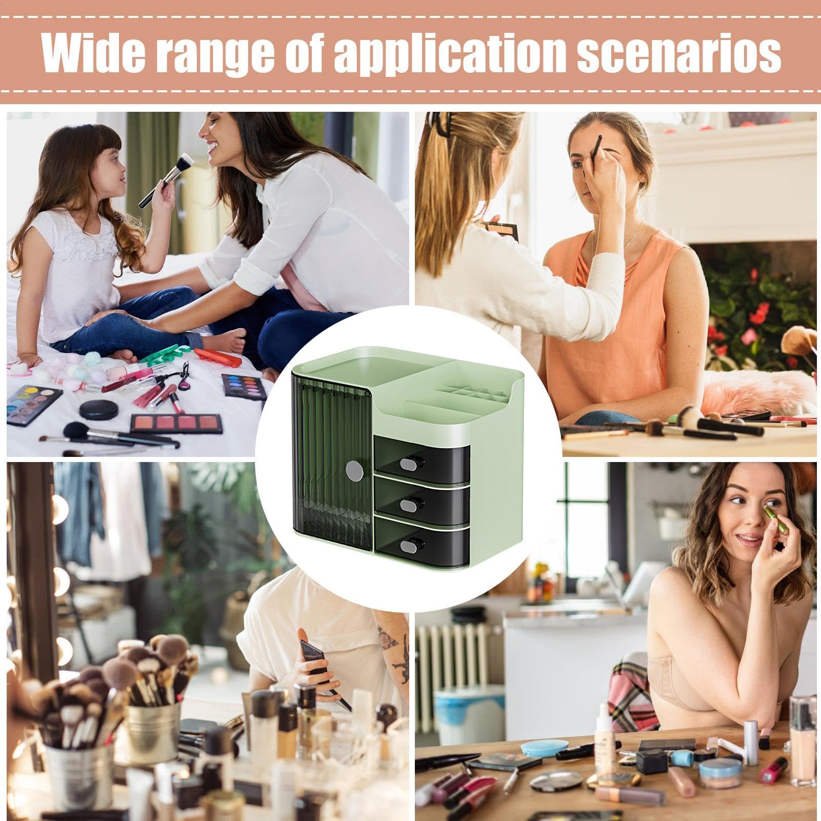 Boîte de rangement pour cosmétiques – Tiroir de bureau de grande capacité | avec plusieurs compartiments | Récipient cosmétique idéal pour femme pour mascara, pinces à cheveux, produits à sourcils, etc