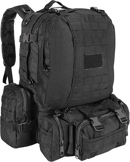 La mochila militar SHANNA de 55L está hecha de tela Oxford de alta densidad, con sistema de molle, correa de hombro ajustable y cinturón de cintura. Con capacidad para senderismo, camping, trekking, pesca y caza.