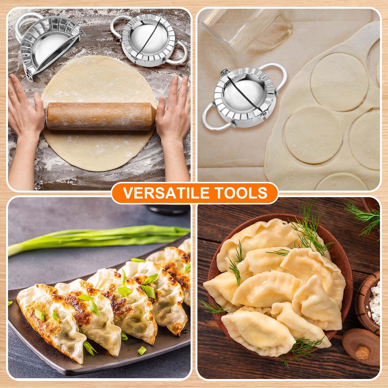 Vesici Paquete de 5 moldes de acero inoxidable para hacer bolas de masa de masa de masa de masa de varios tamaños, accesorios de cocina, 2.95/3.35/3.74/4.92/5.91 pulgadas