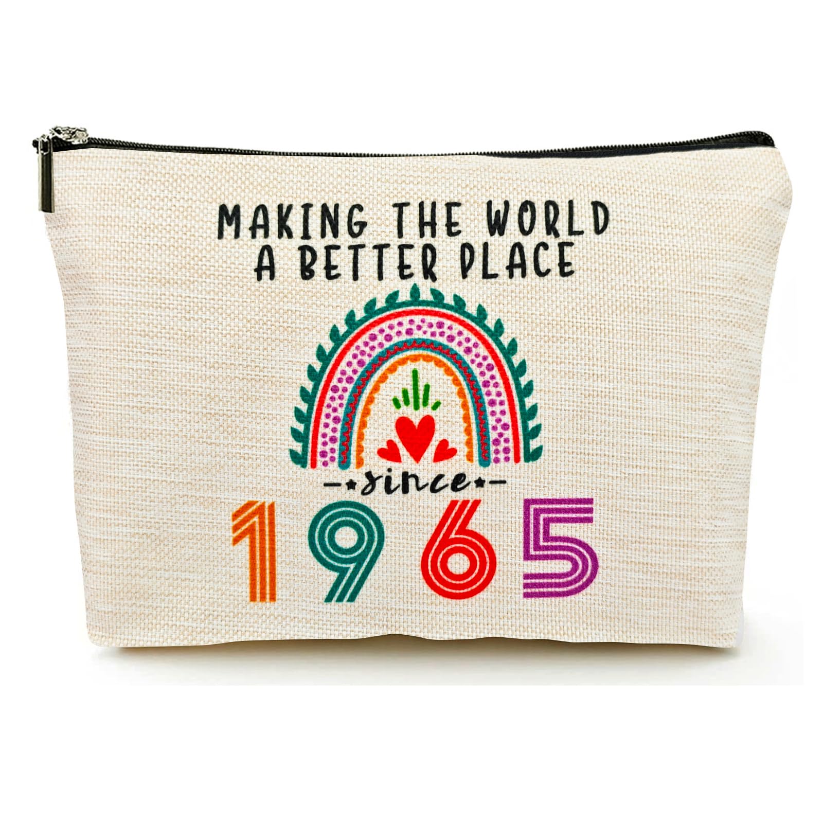 Happy 61st Birthday Gifts for Her Women Makeup Bag, Best 1965 Anniversary 61st Birthday Decorations, 61 Year old and Fabulous Gifts Ideas for Wife,