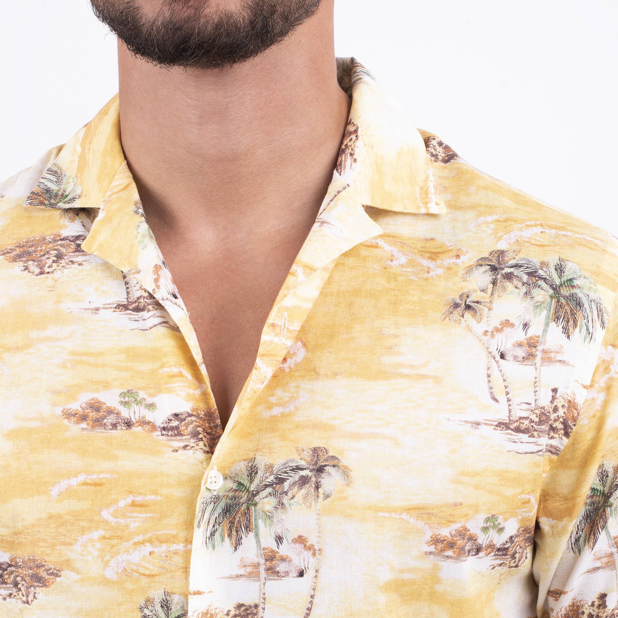 Panareha Camicia Hawaiana Aloha Uomo KALAPAKI Giallo (L)