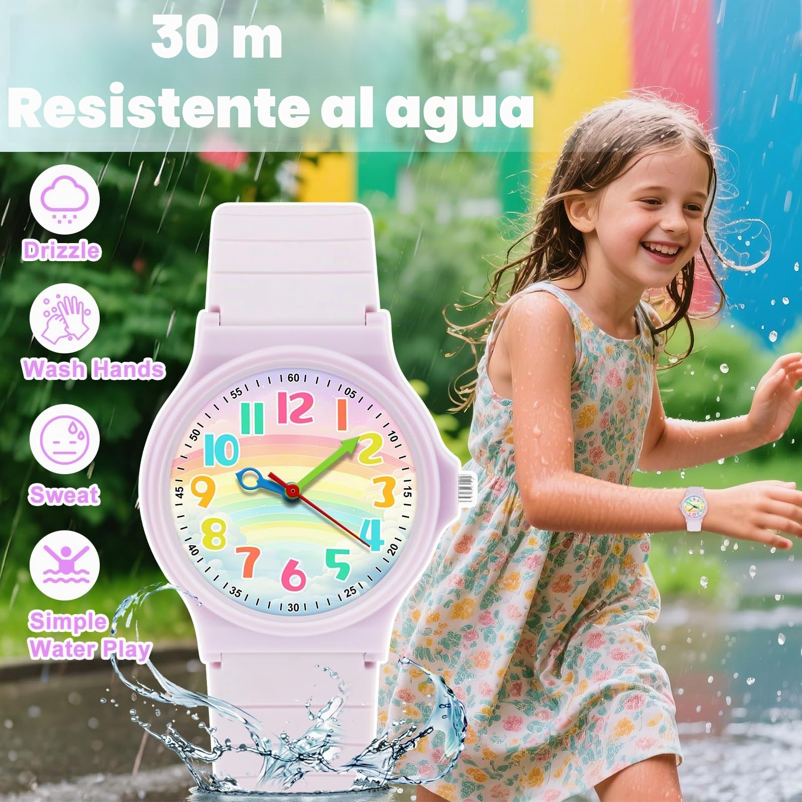 Reloj Analógico para Niños Sumergible 30M Correa TPU Suave Cronógrafo Deportivo 4-12 Años