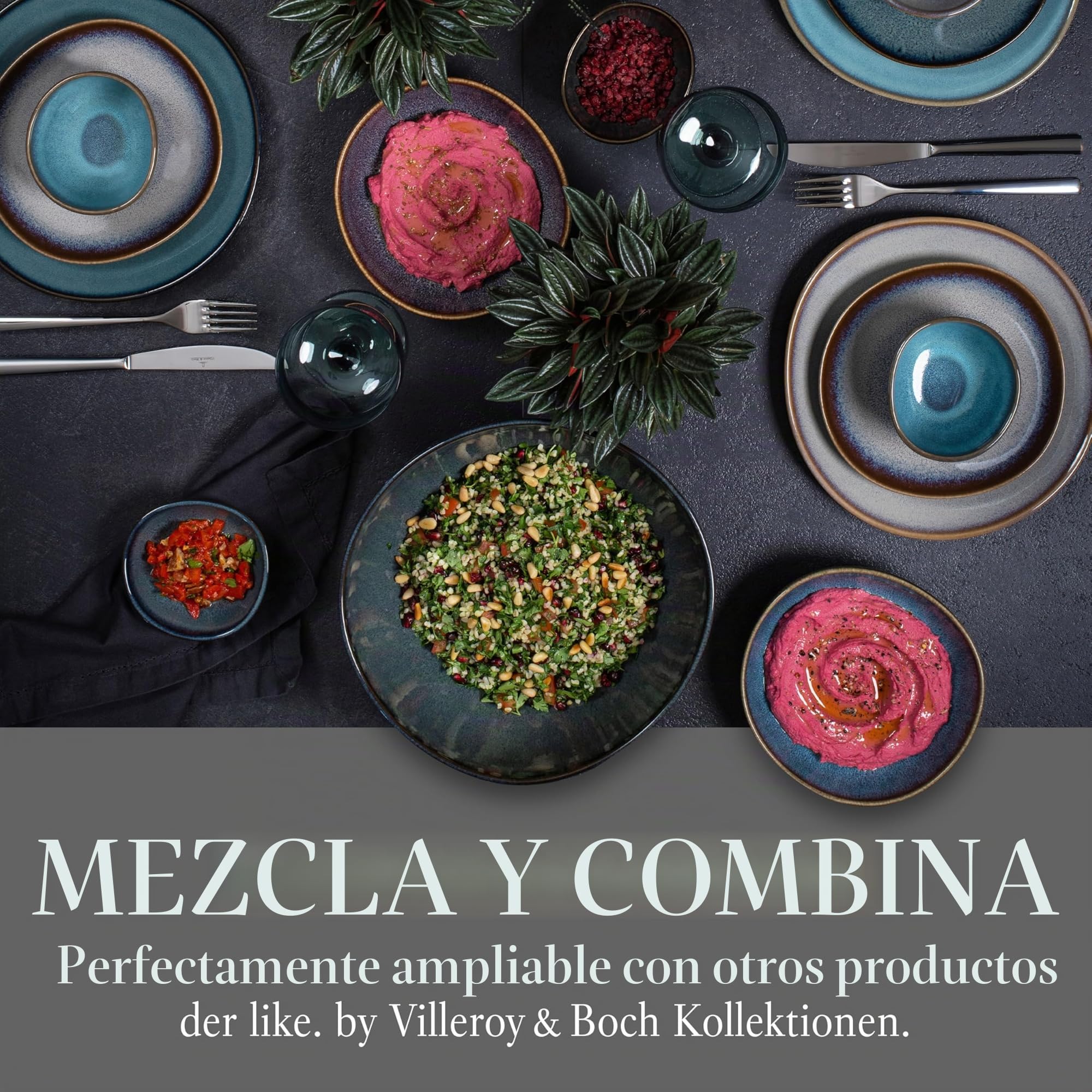 like. by Villeroy & Boch Lave, Set De Vajilla De Loza, 6 Piezas, Aspecto Alfarero, Servicio De Desayuno Para 2 Personas, Gris