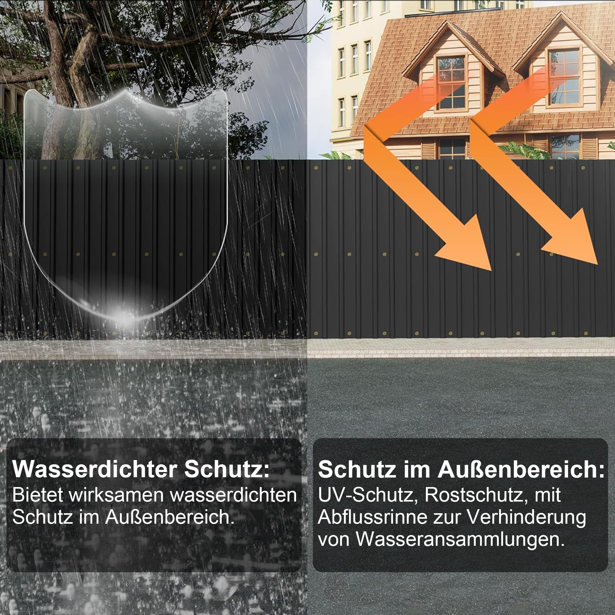 24PCS Trapezblech Dachplatten 115x45CM, Schwarz Verzinkter Stahl 0,25mm Profilblech für Dächer Geräteschuppen Carports Wandverkleidungen