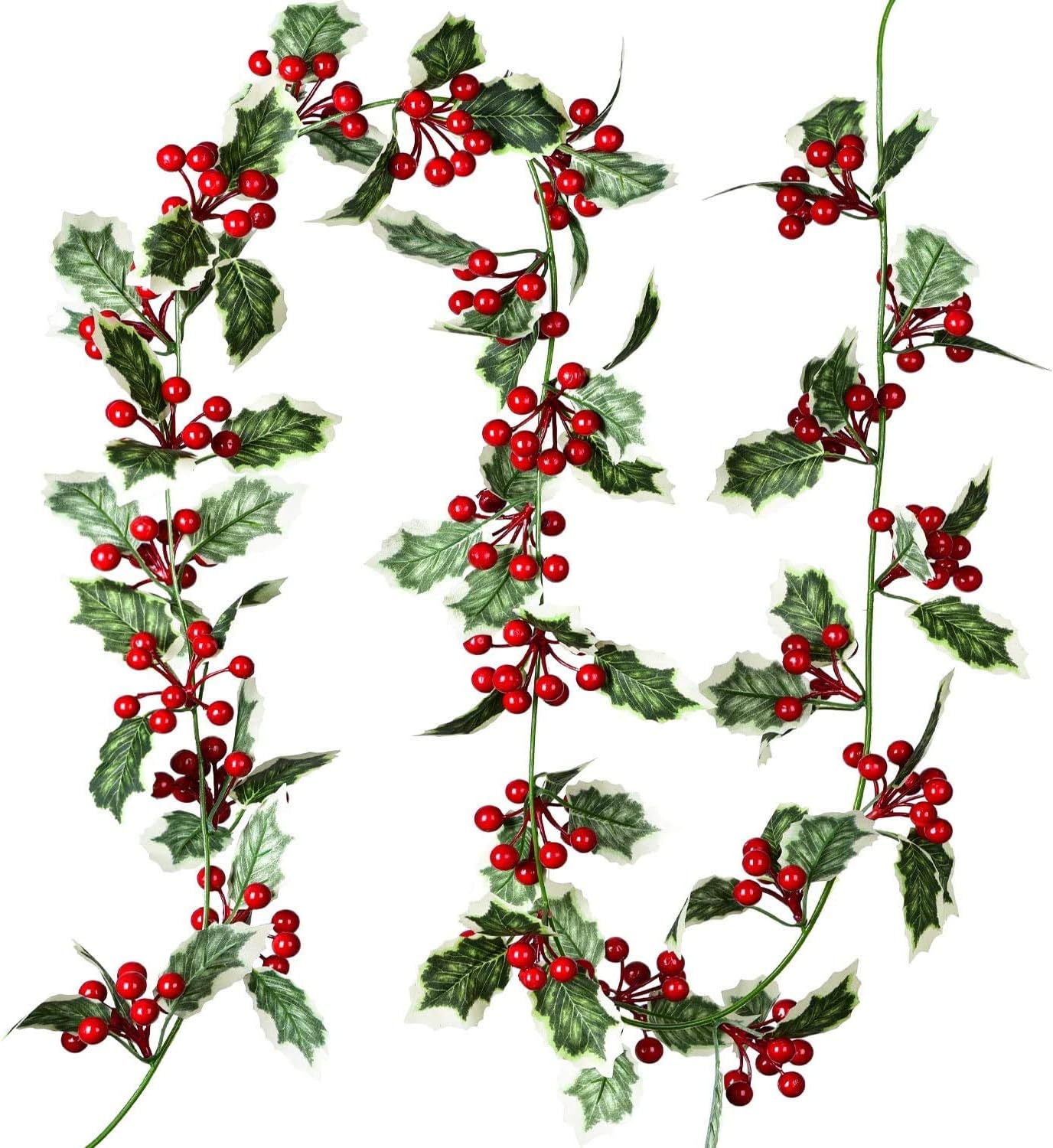 6Feet Red Berry Christmas Garland, Flexible Artificial Berry Garland for Indoor Outdoor Home Fireplace Decoration for Winter Christmas New Year Holiday Decor