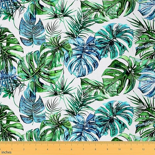 Feelyou The Yard, tela de tapicería de hojas de palmera tropical por The Yard, tela decorativa hawaiana de verano para tapicería y proyectos de