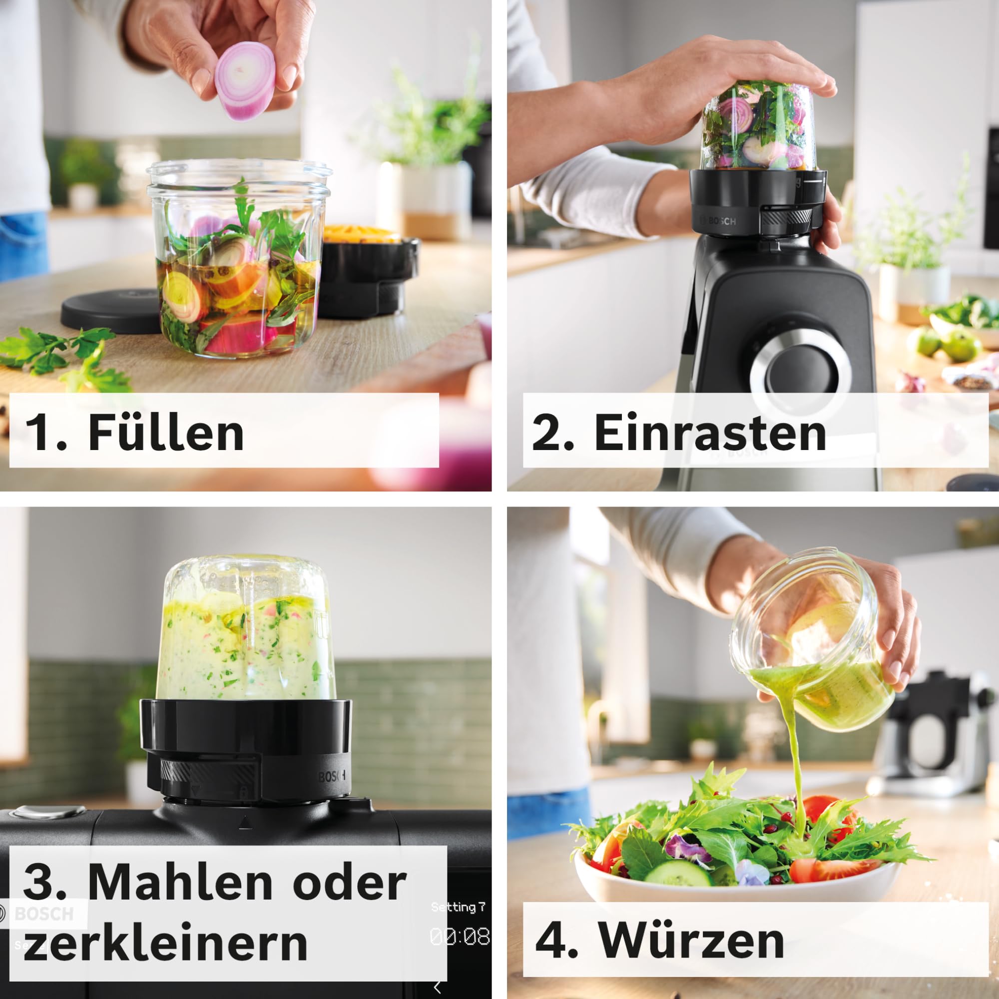 Bosch Multi-Zerkleinerer-Set MUZS68TM, 5-in-1, Mixen, Mahlen, Hacken, Aufbewahren, ToGo-Becher, Zubehör passend für Küchenmaschine Serie 6, Serie 8, OptiMUM