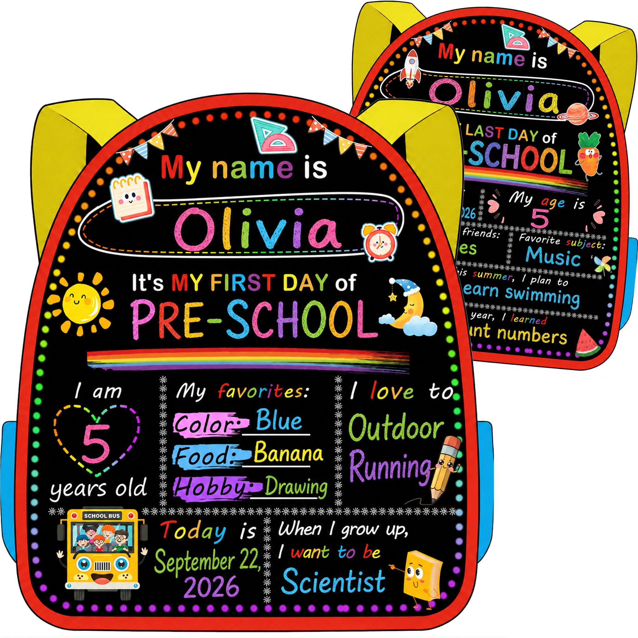 First Day and Last Day of School Board, Double-Sided Back to School Sign