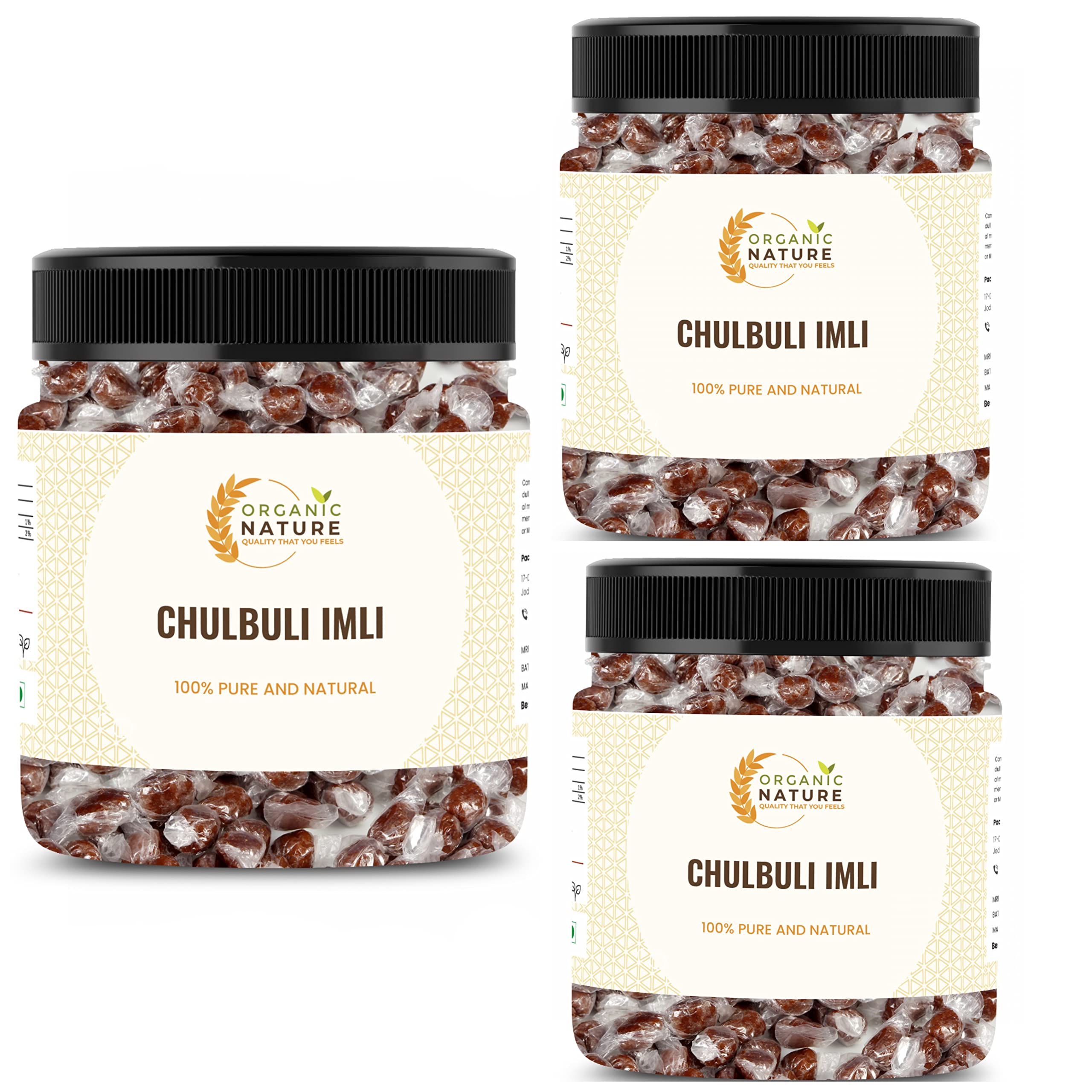 Organic Nature Imli Candy Khatti Methi Chulbuli Tamarind Twist Candy Jar Pack 750 Grams Pack of 3 of 250 Grams