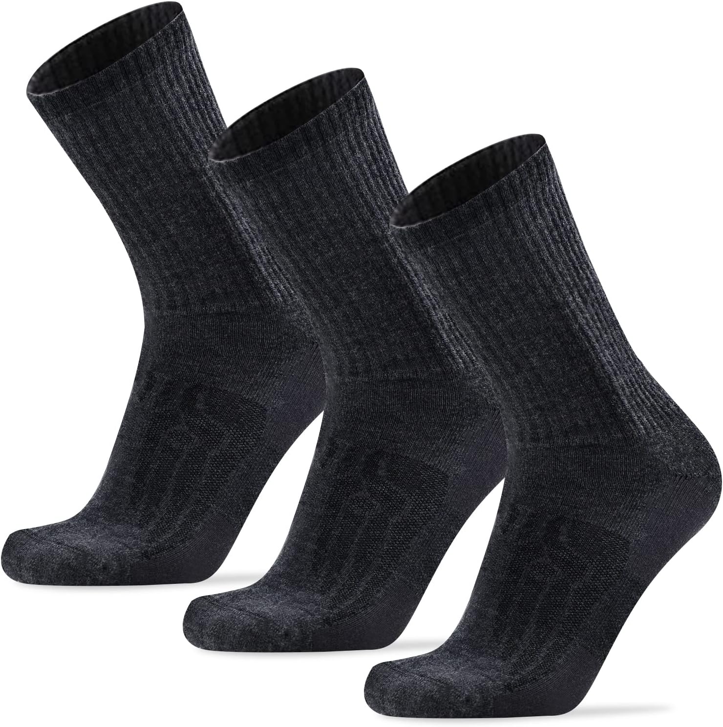 Busy Socks 3 Pack Men's Merino Wool Hiking Crew Socks Womens Warm Thick Cushioned Outdoor Athletic Socks for Walking Running