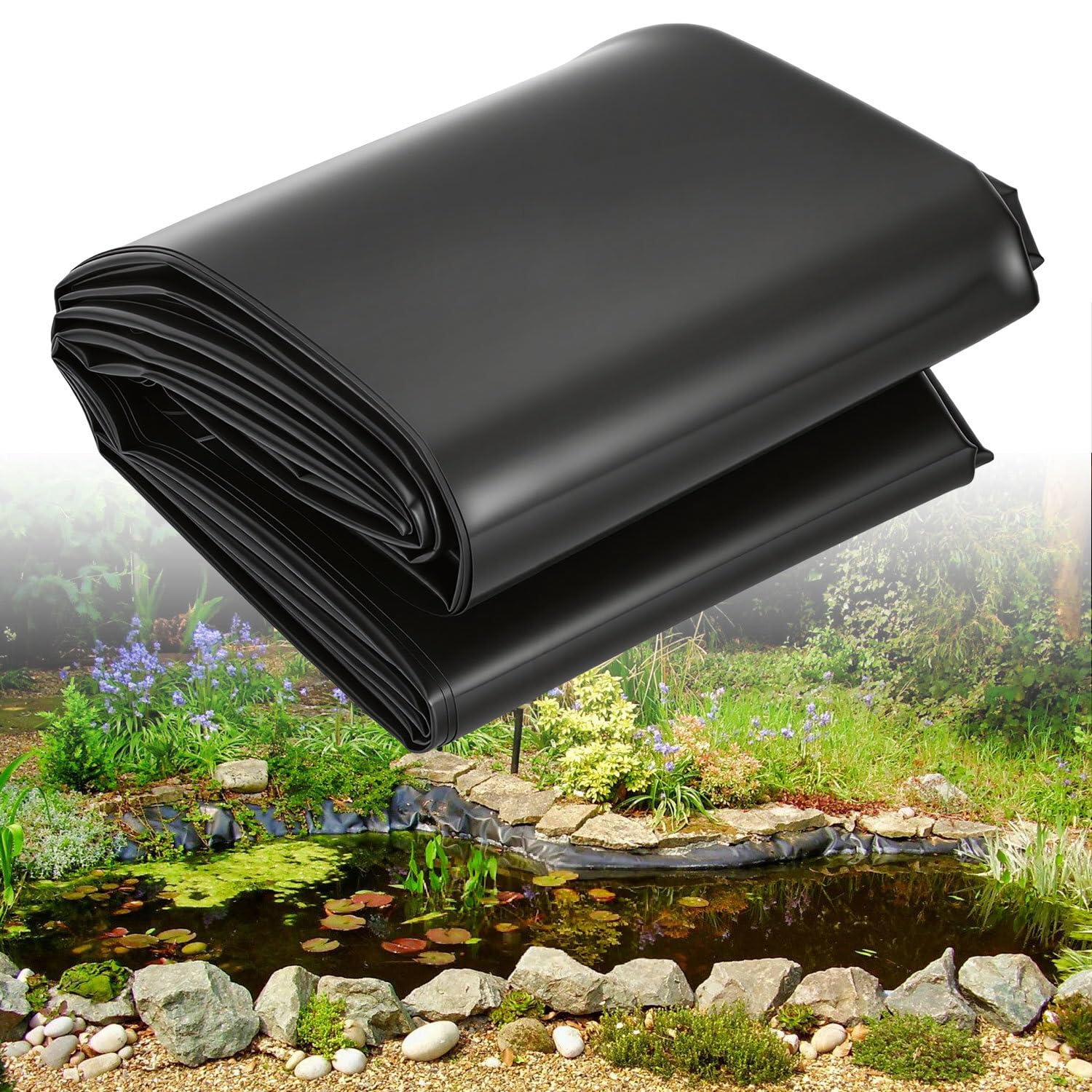 Teichfolie 4x6m Schwarz 0,5mm HDPE, Großformatige Teichfolien für industrielle und Private Nutzung, ideal für Teiche, Becken und Landschaftsbau