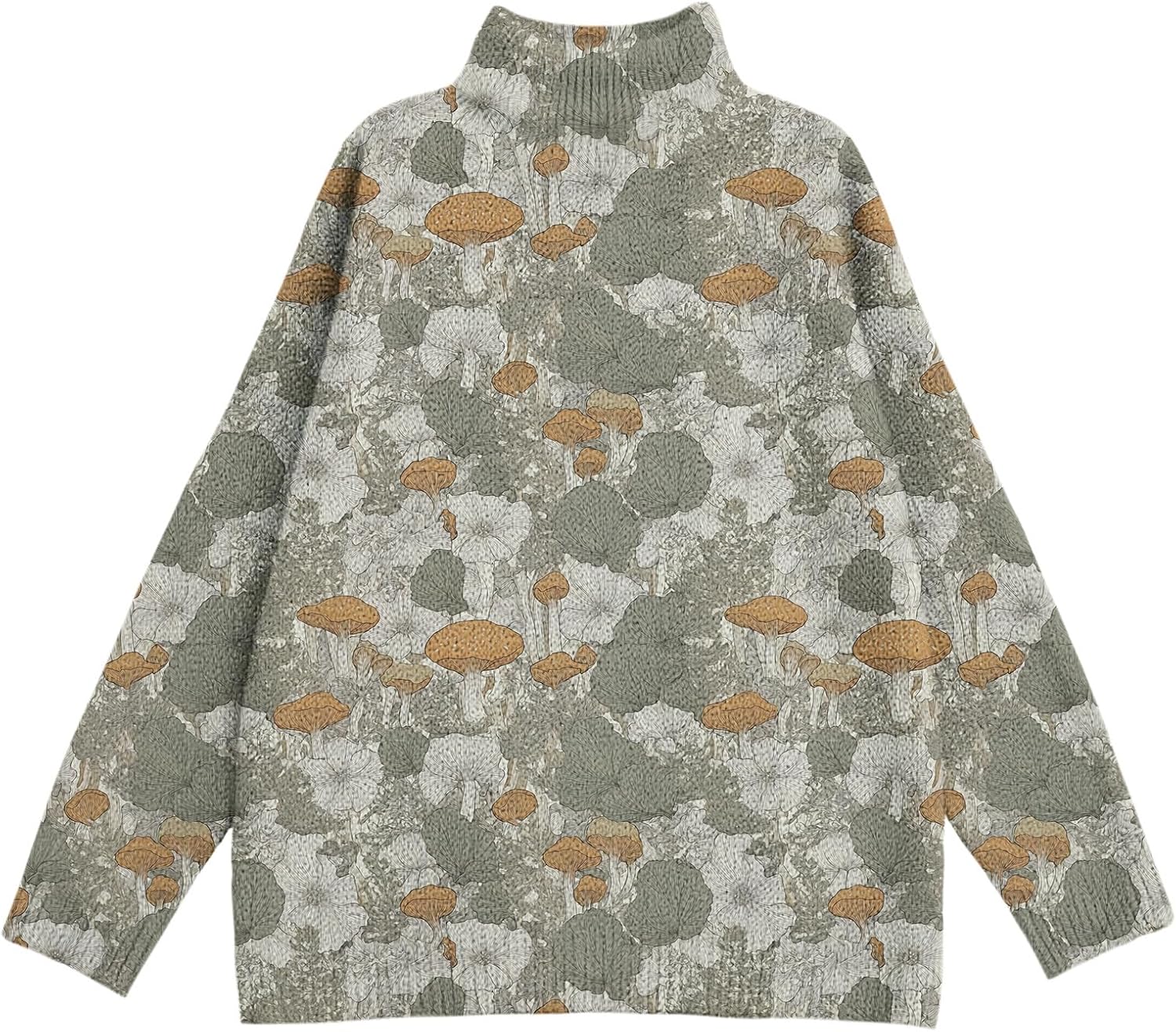 Dressy Casual Long Sleeve Cropped Sweaters for Women Winter Turtle Neck Floral Print Soft Stretchy Pullover Weater