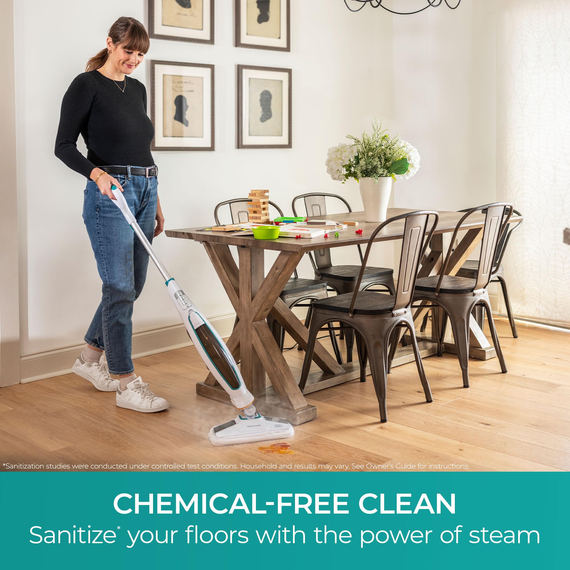 Kenmore SM2060 S200 Series - Mopa de vapor para limpieza de suelos con fácil depurador y 2 almohadillas lavables, 2 modos, calentamiento rápido, ligera para madera dura y azulejos