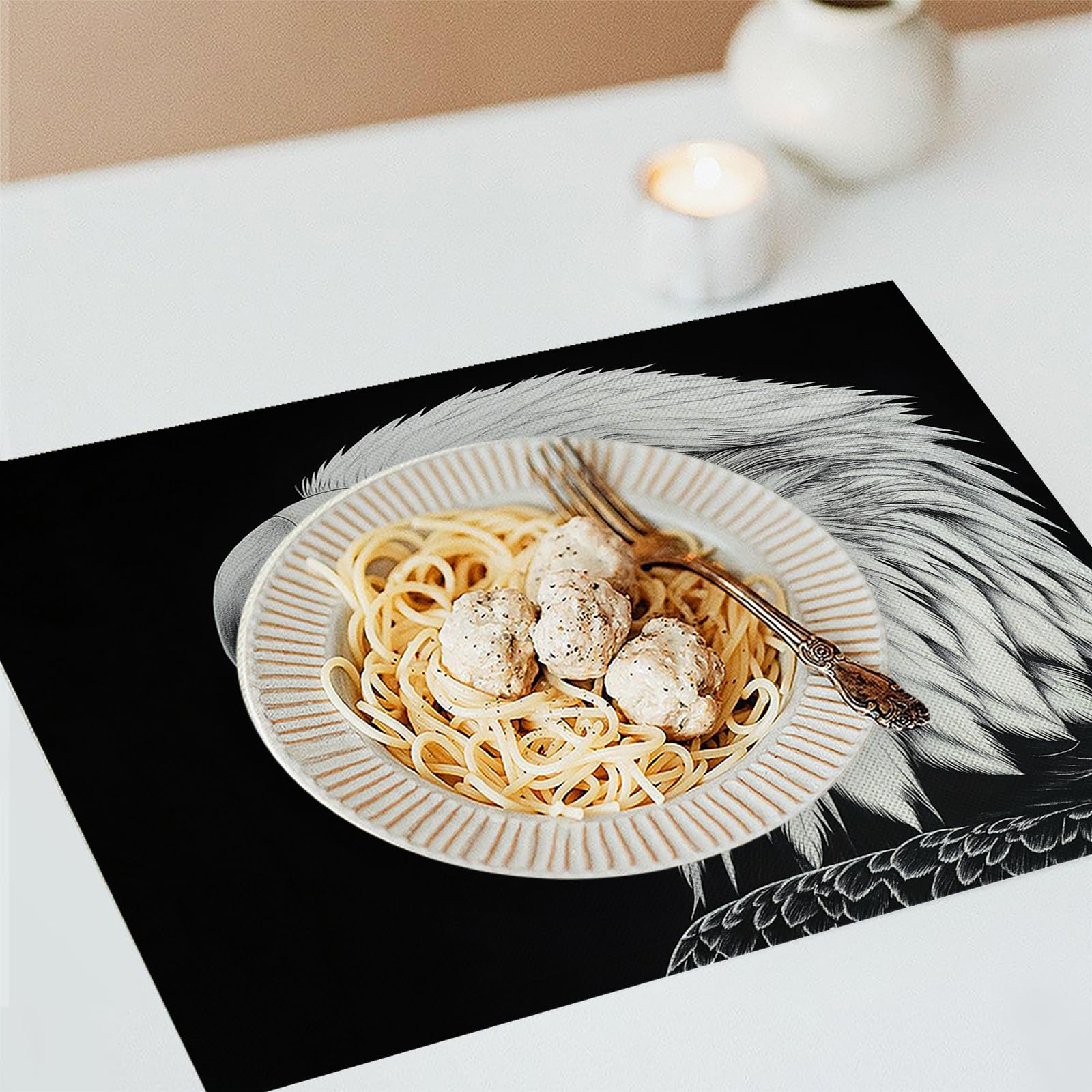 Tovaglietta Americana Animale in Cotone Lino Rettangolare - Tovagliette Set di 8 Testa d'aquila bianca e nera Resistente al Calore per La Cucina, Il L'Ufficio, 30 x 45cm